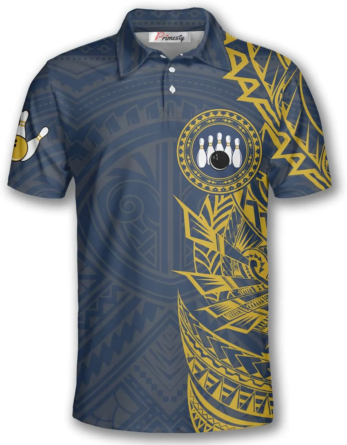 PRIMESTY Bowling Shirts for Men, Short-Sleeve Bowling Jerseys for Team, Bowling Men's Polo Shirts