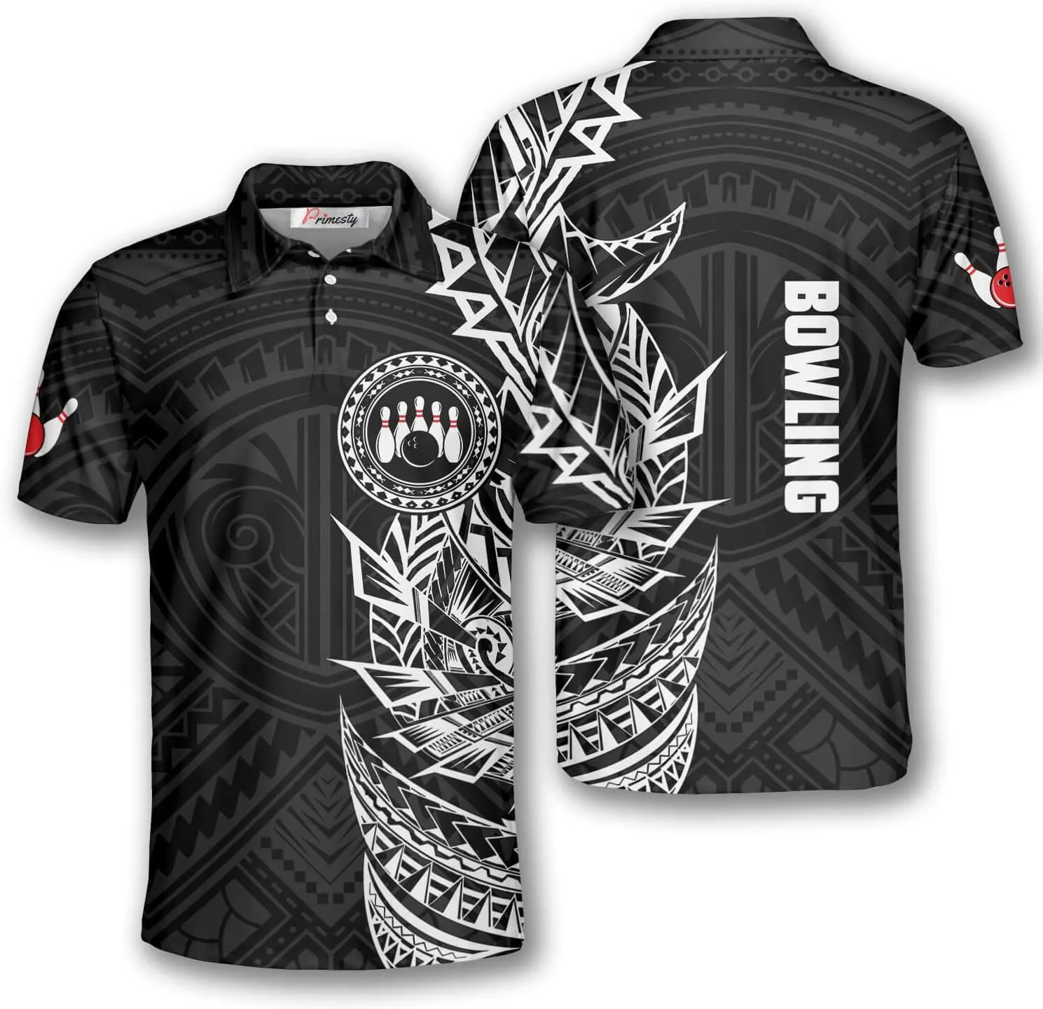PRIMESTY Bowling Shirts for Men, Short-Sleeve Bowling Jerseys for Team, Bowling Men's Polo Shirts