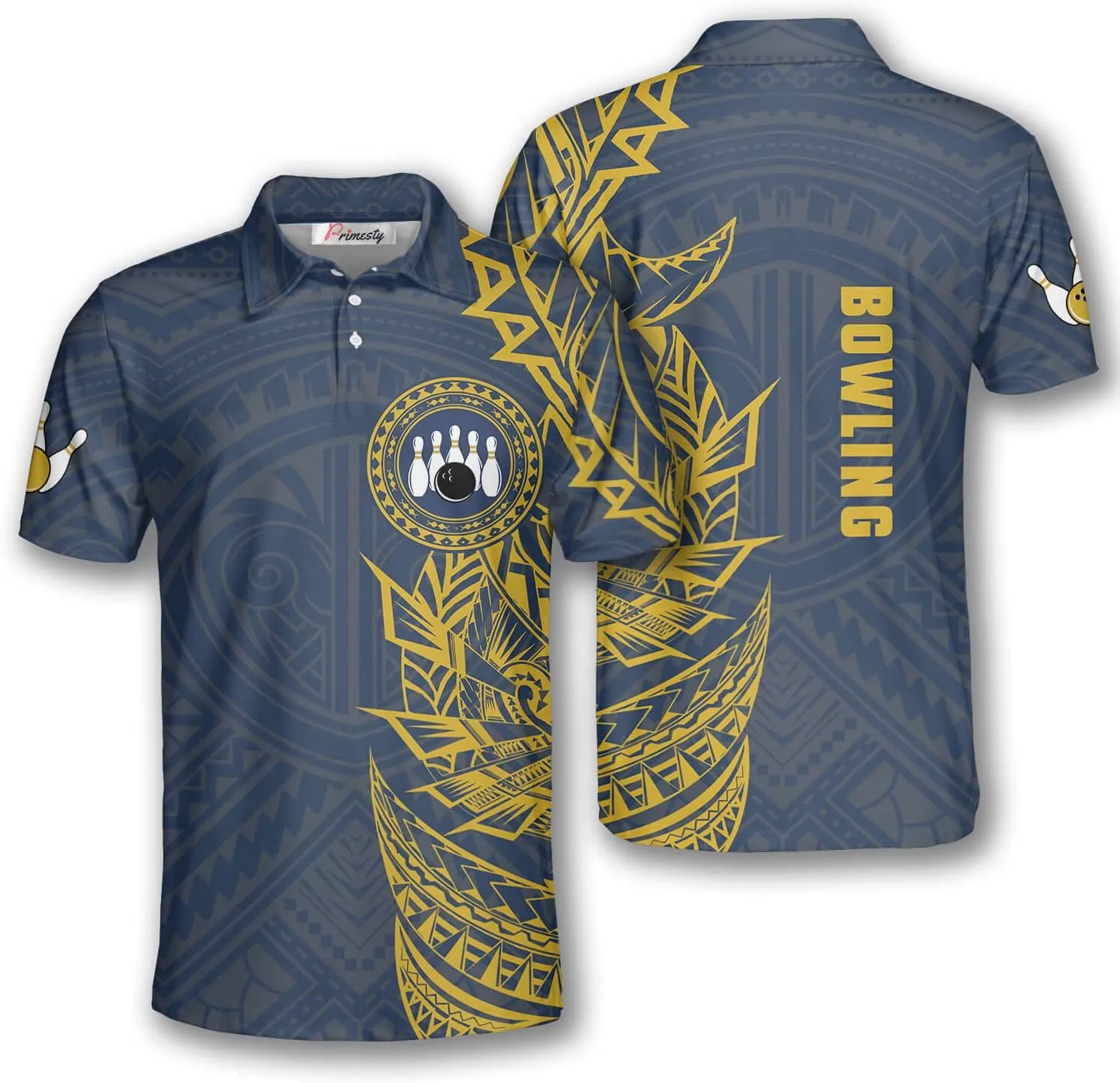 PRIMESTY Bowling Shirts for Men, Short-Sleeve Bowling Jerseys for Team, Bowling Men's Polo Shirts