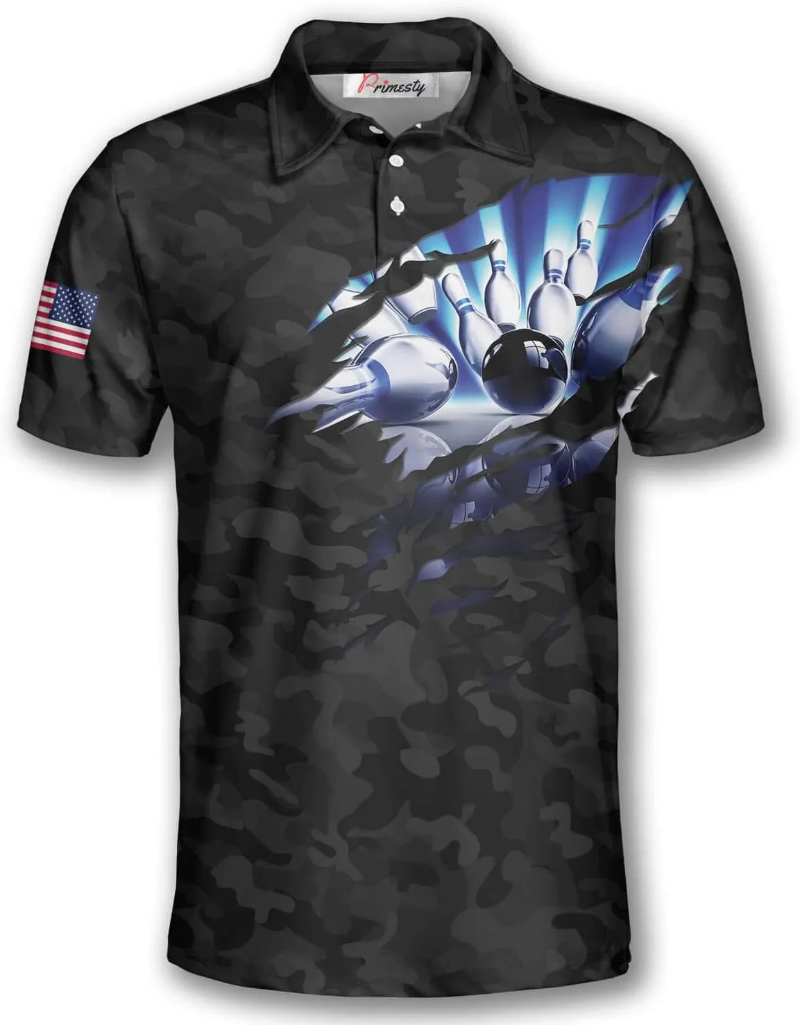PRIMESTY Bowling Shirts for Men, Short-Sleeve Bowling Jerseys for Team, Bowling Men's Polo Shirts