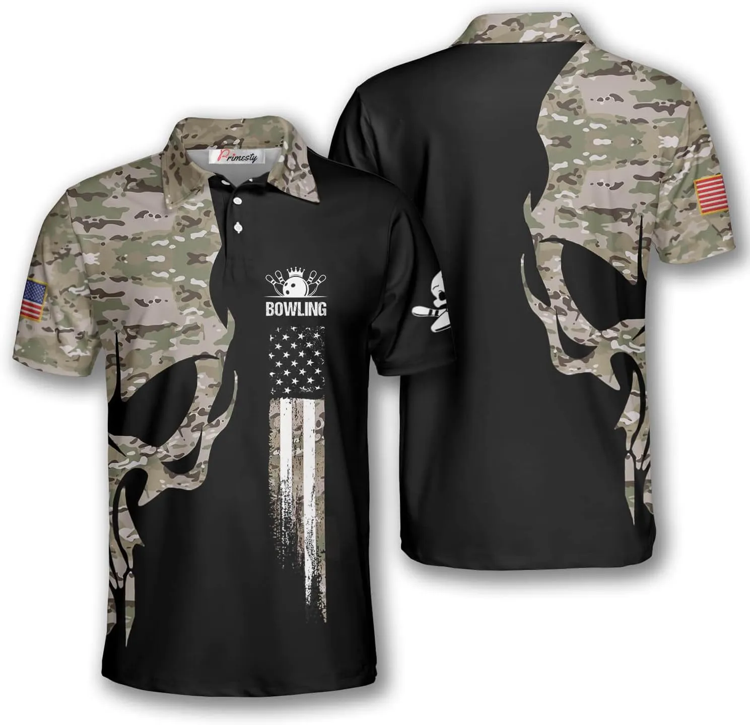 PRIMESTY Bowling Shirts for Men, Short-Sleeve Bowling Jerseys for Team, Bowling Men's Polo Shirts