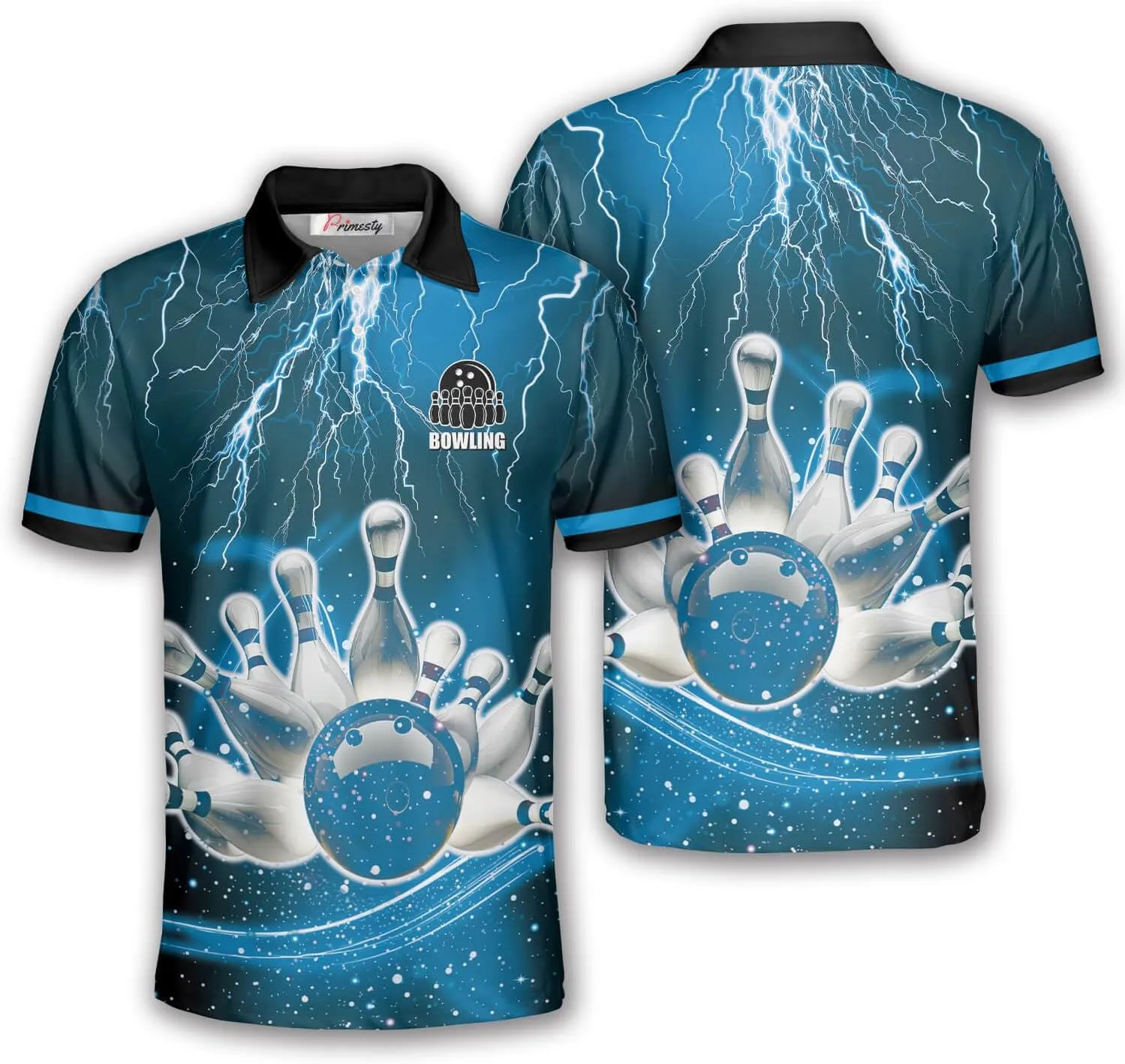 PRIMESTY Bowling Shirts Gift for Bowling Lover, Bowling Shirt for Men Women Polo Team 3D Unisex Jersey Short Sleeve Funny
