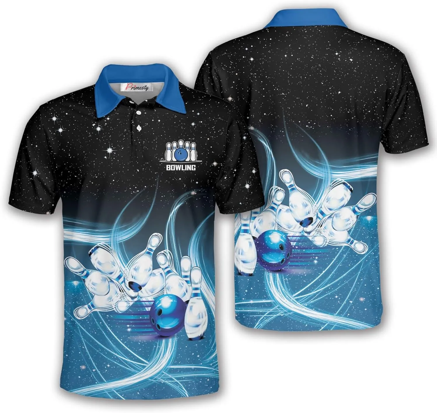 PRIMESTY Bowling Shirts Gift for Bowling Lover, Bowling Shirt for Men Women Polo Team 3D Unisex Jersey Short Sleeve Funny