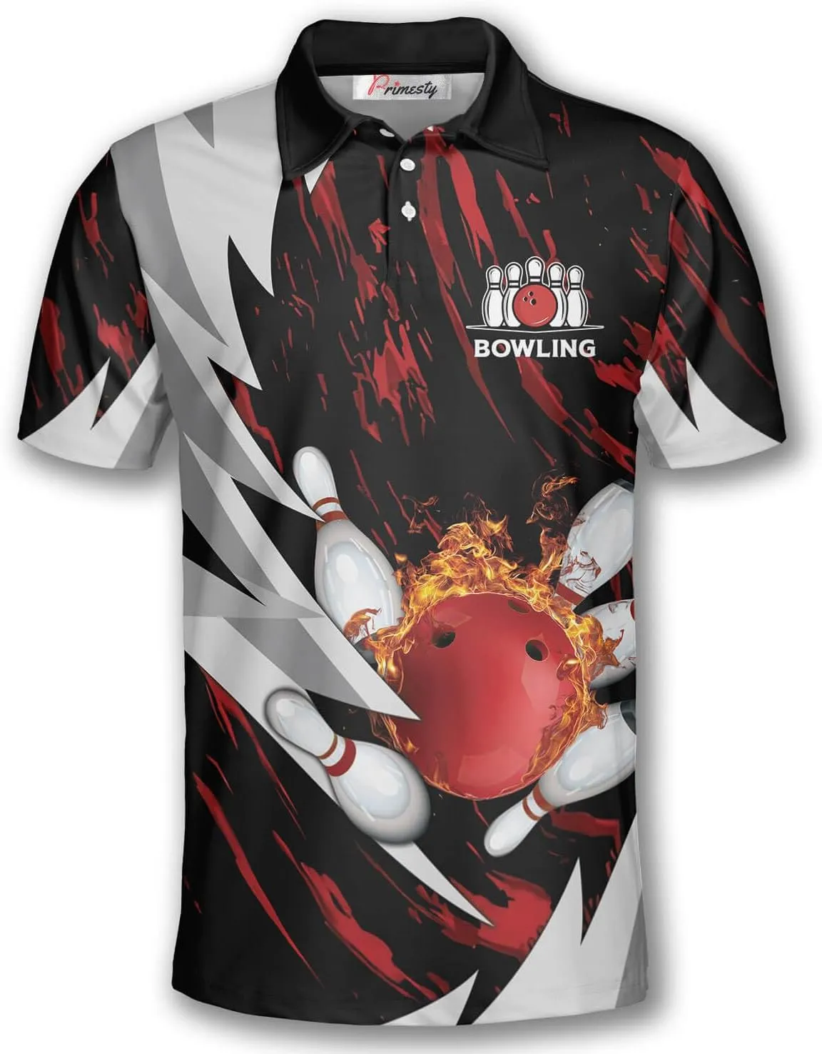 PRIMESTY Bowling Shirts Gift for Bowling Lover, Bowling Shirt for Men Women Polo Team 3D Unisex Jersey Short Sleeve Funny
