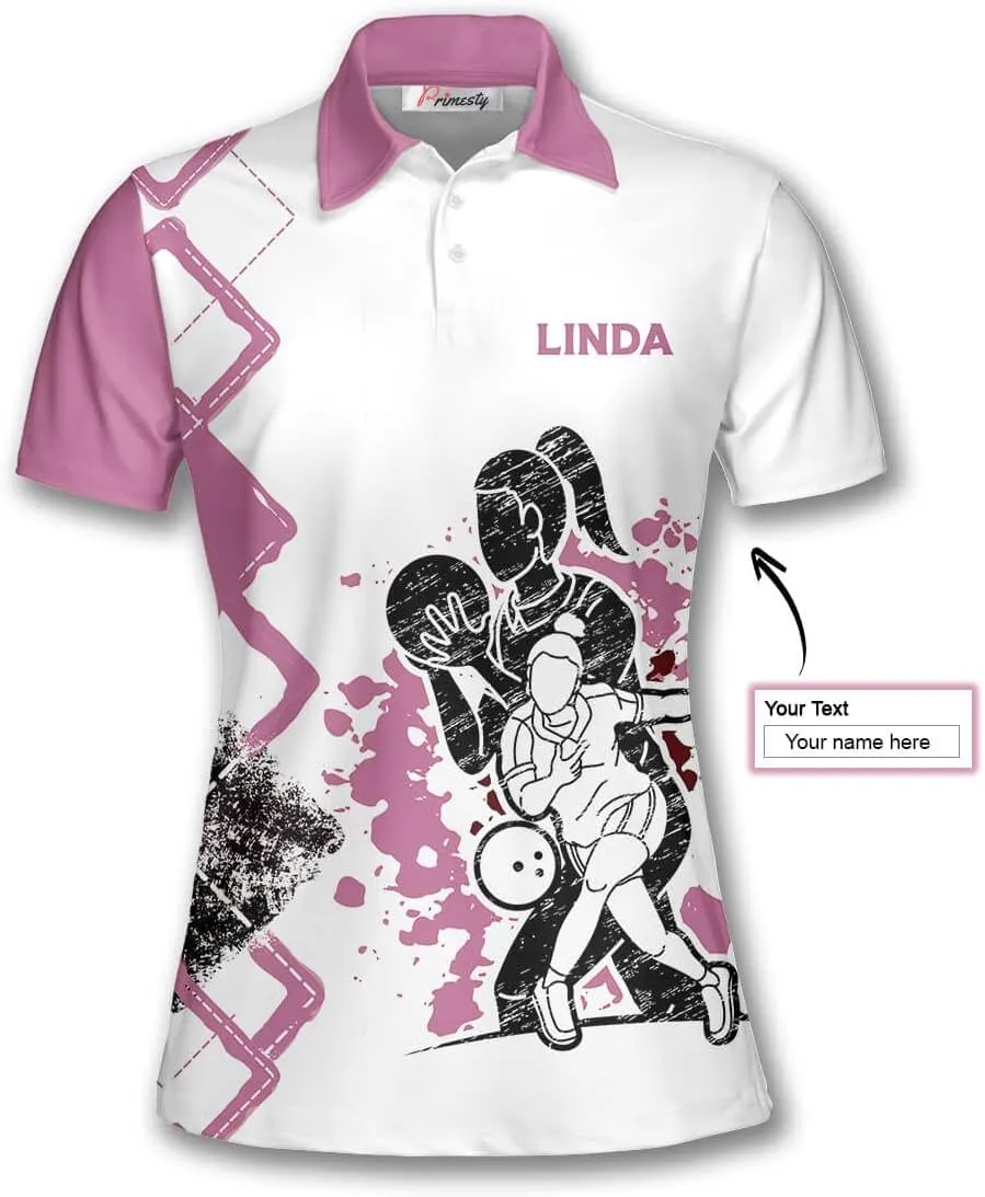PRIMESTY Custom Bowling Shirts for Women- Short-Sleeve Bowling Shirts for Girls- Personalized Bowling Jerseys