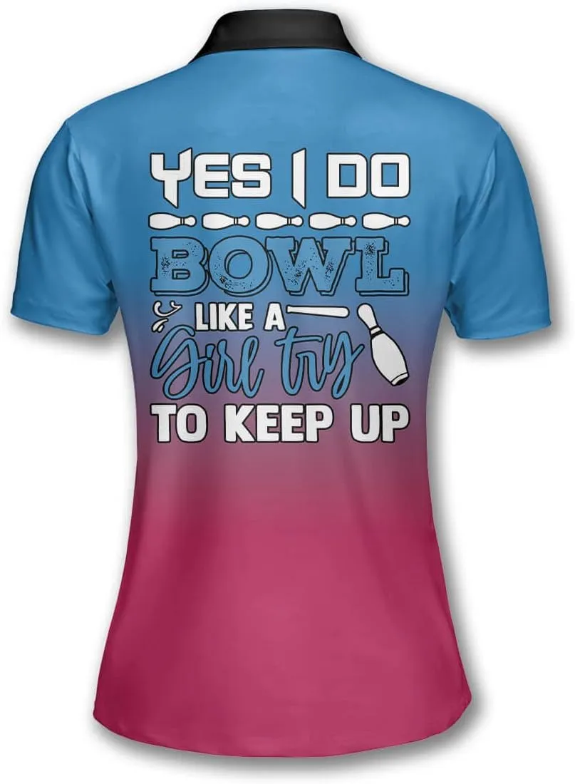 PRIMESTY Custom Bowling Shirts for Women- Short-Sleeve Bowling Shirts for Girls- Personalized Bowling Jerseys