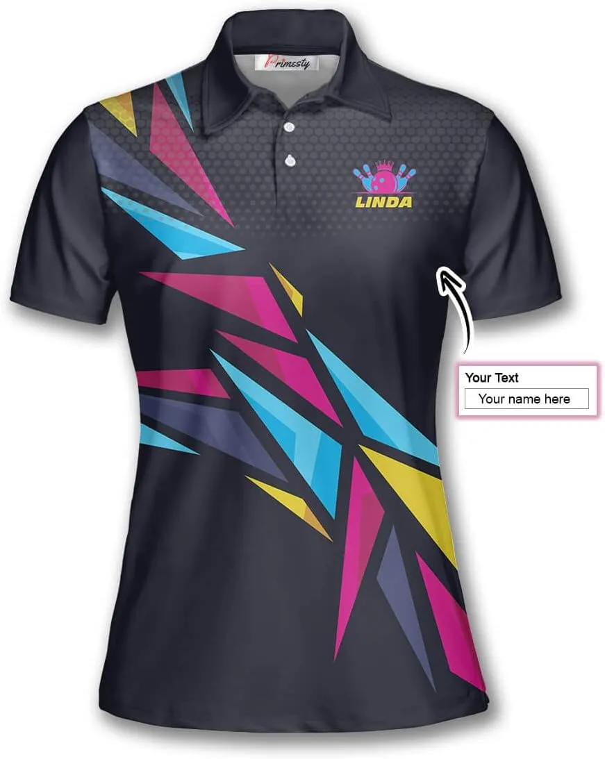 PRIMESTY Custom Bowling Shirts for Women- Short-Sleeve Bowling Shirts for Girls- Personalized Bowling Jerseys