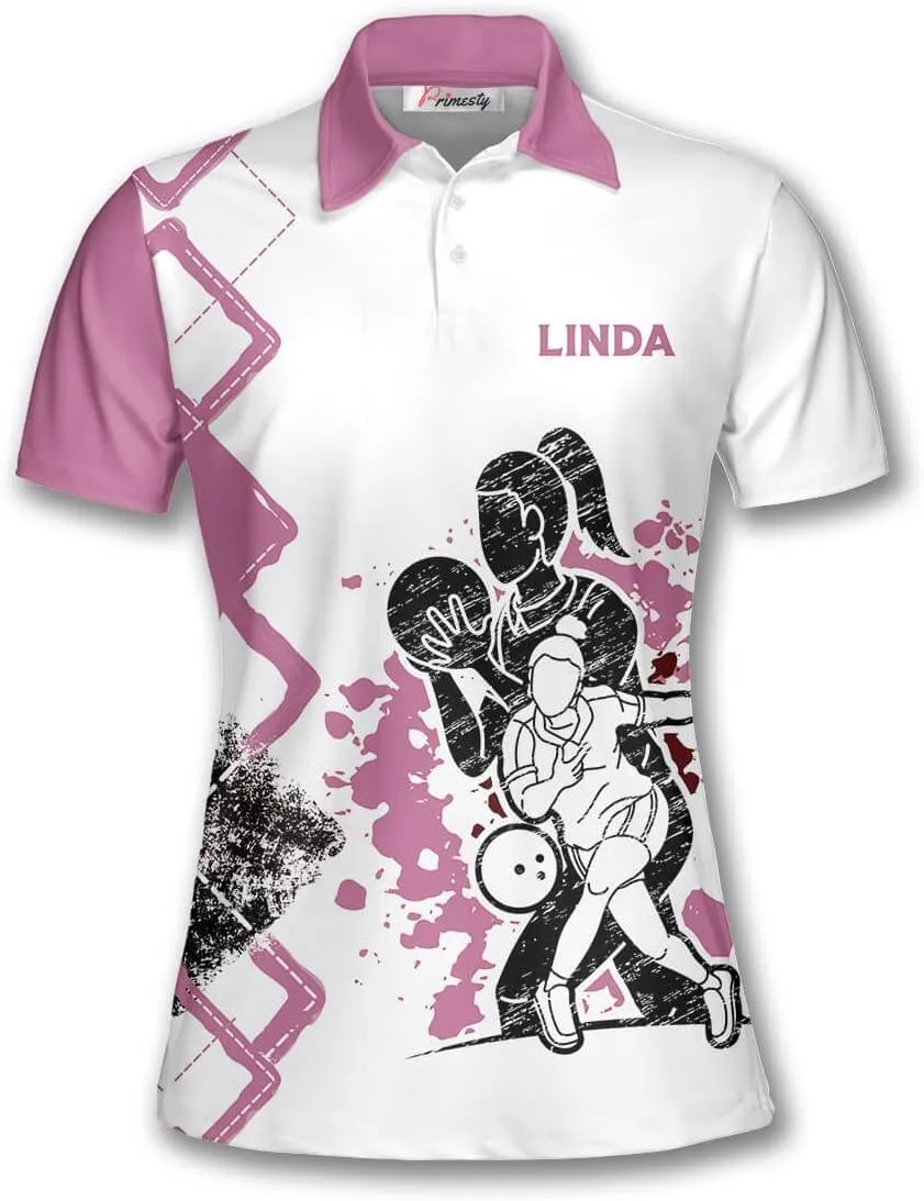 PRIMESTY Custom Bowling Shirts for Women- Short-Sleeve Bowling Shirts for Girls- Personalized Bowling Jerseys