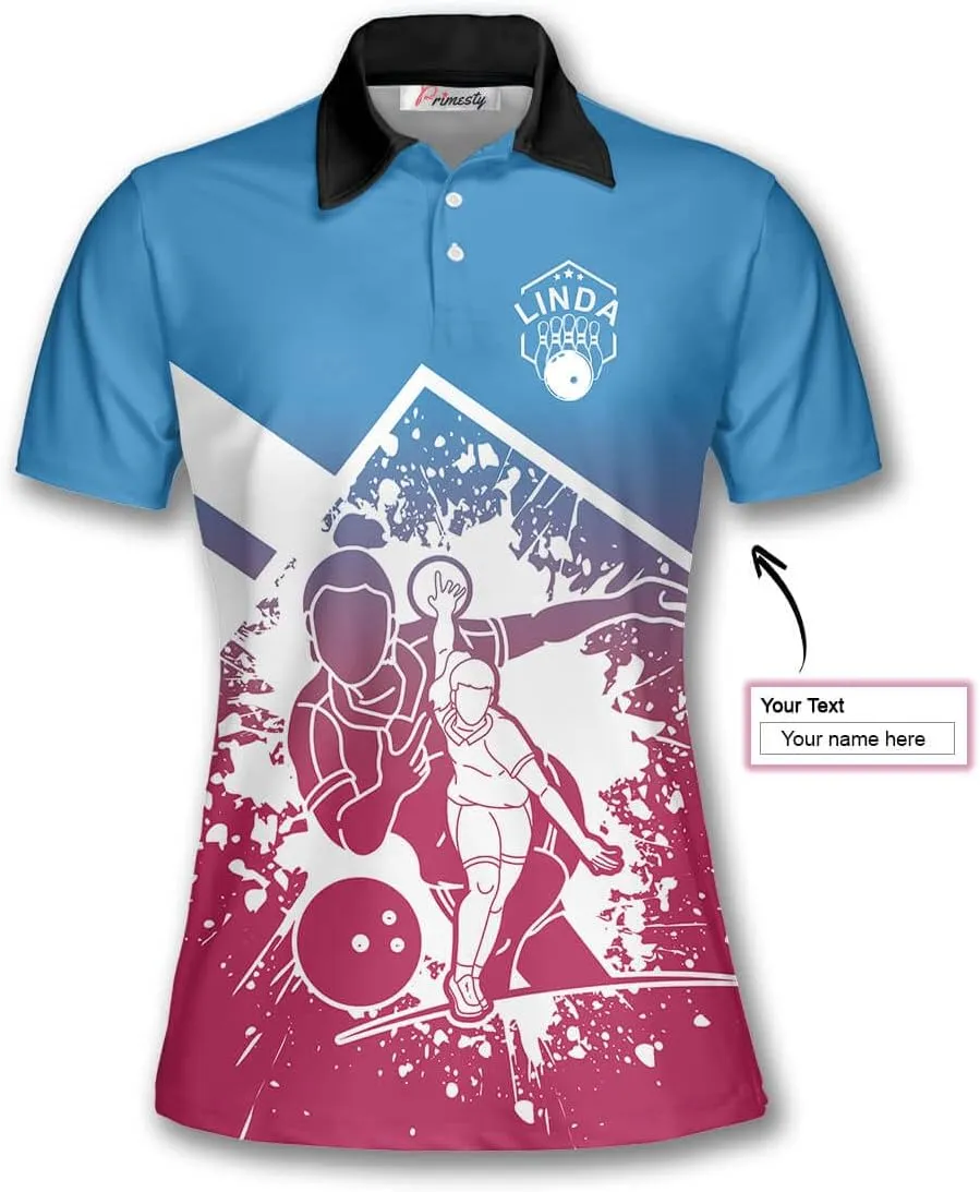 PRIMESTY Custom Bowling Shirts for Women- Short-Sleeve Bowling Shirts for Girls- Personalized Bowling Jerseys