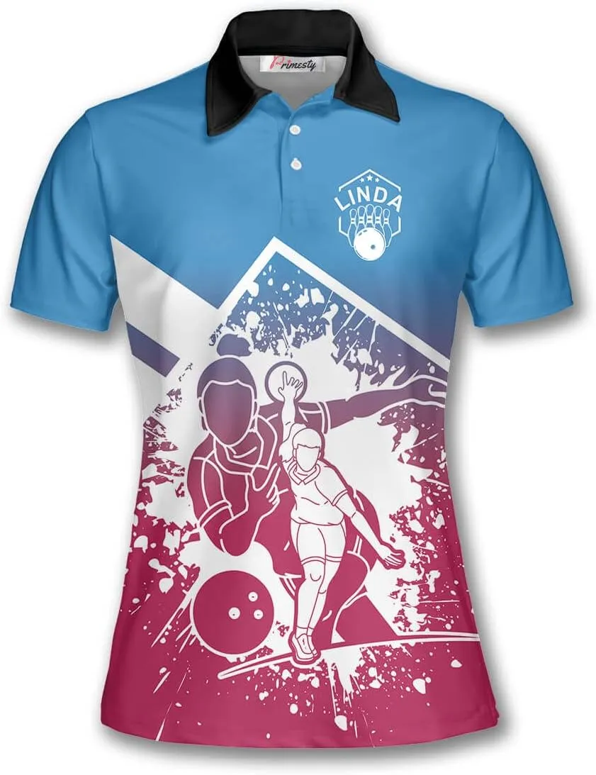 PRIMESTY Custom Bowling Shirts for Women- Short-Sleeve Bowling Shirts for Girls- Personalized Bowling Jerseys