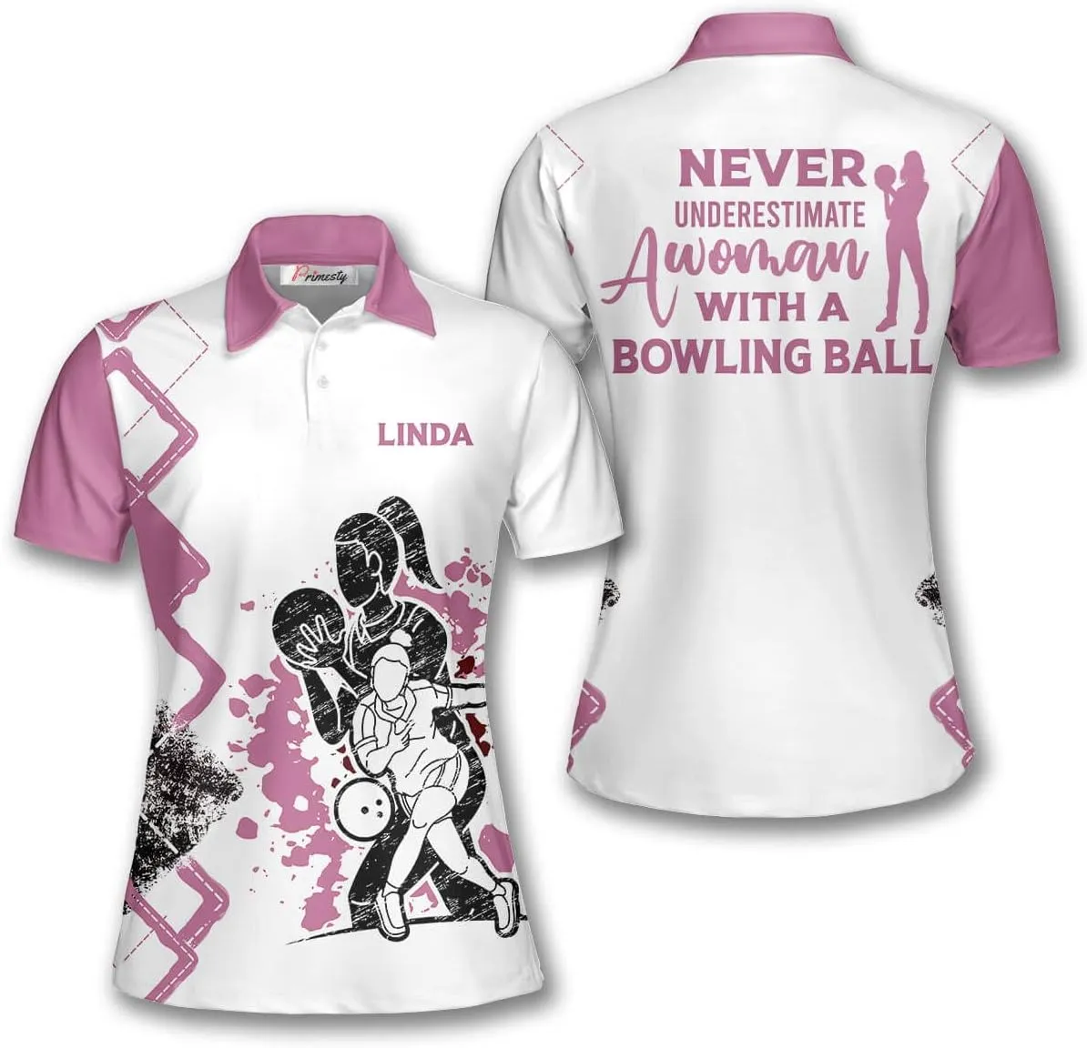 PRIMESTY Custom Bowling Shirts for Women- Short-Sleeve Bowling Shirts for Girls- Personalized Bowling Jerseys