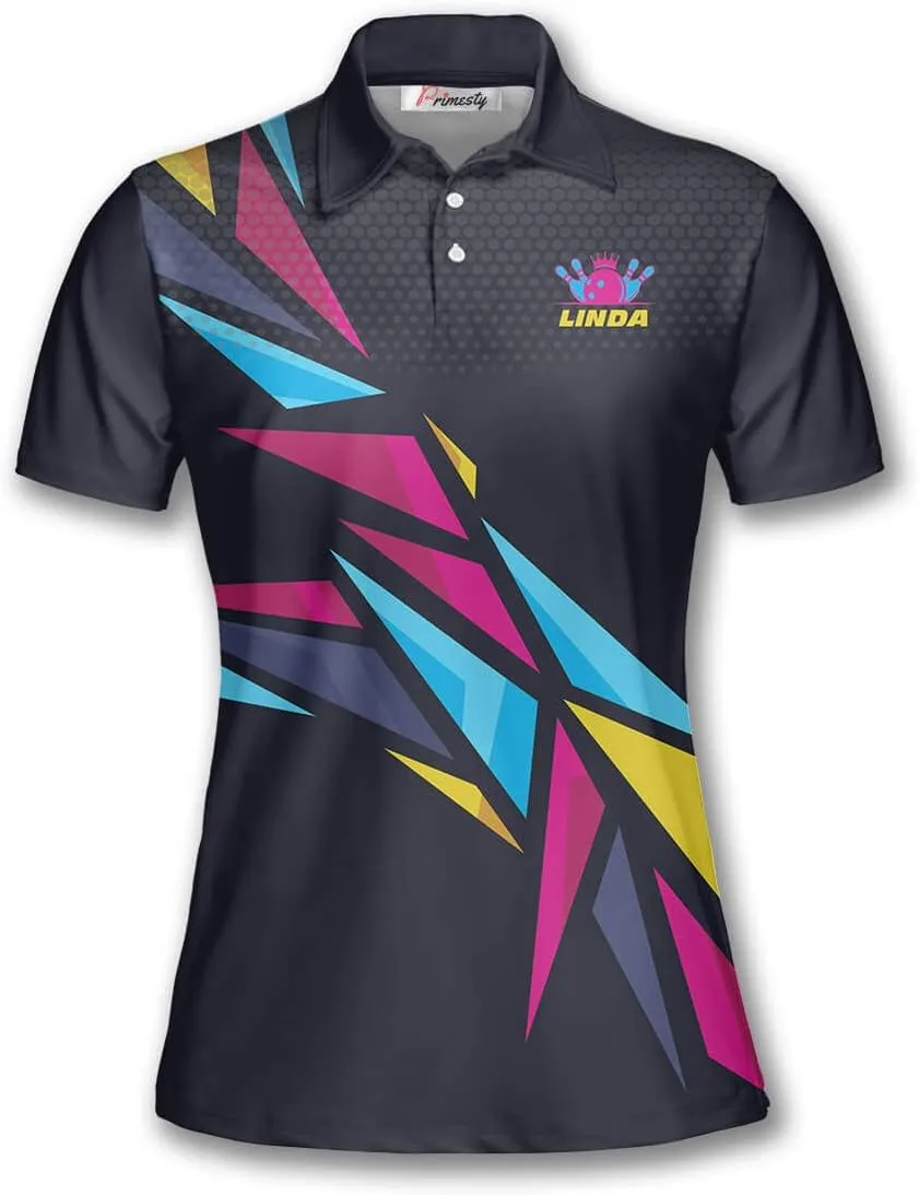 PRIMESTY Custom Bowling Shirts for Women- Short-Sleeve Bowling Shirts for Girls- Personalized Bowling Jerseys