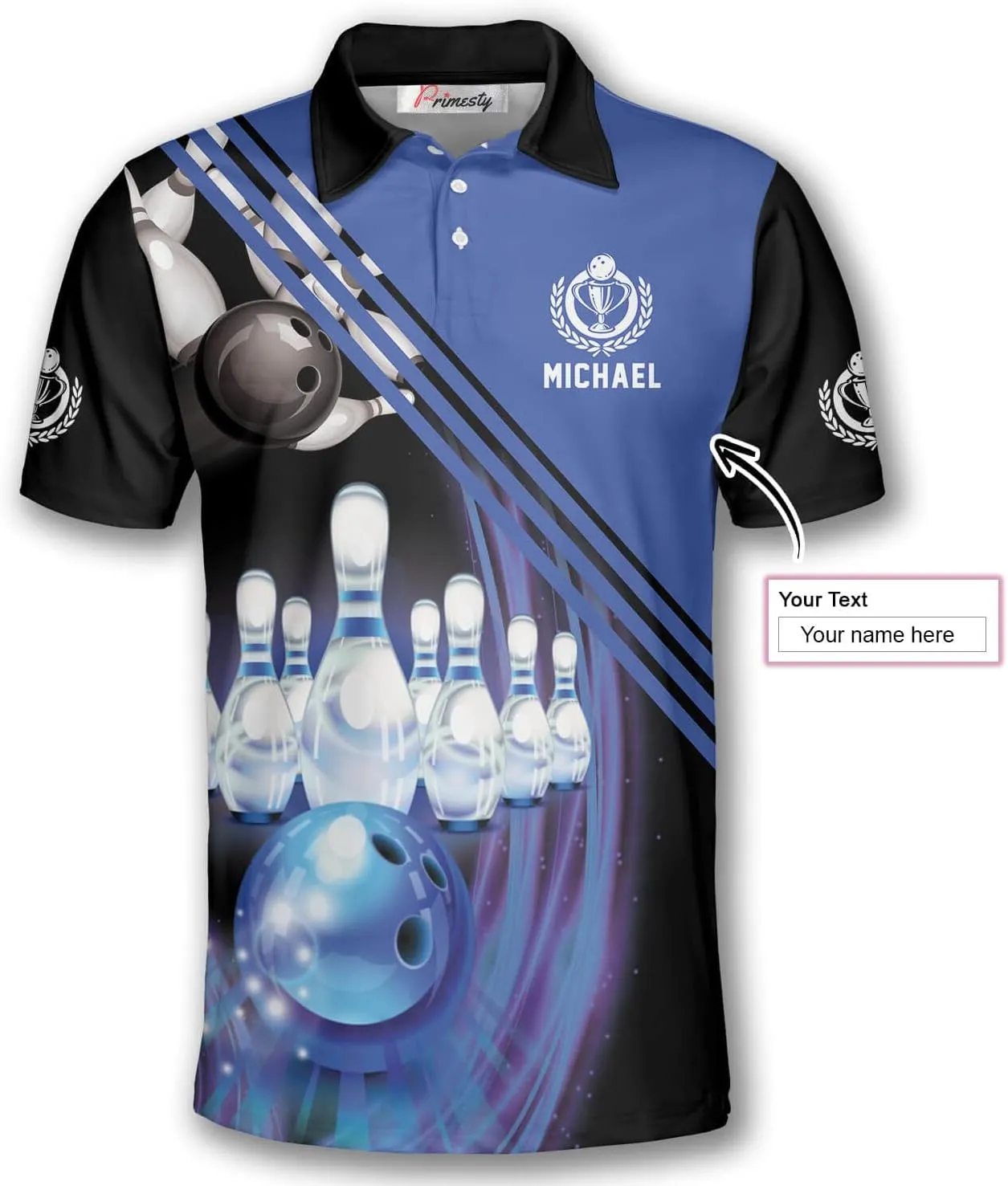 PRIMESTY Custom Bowling Shirts- Short-Sleeve Bowling Shirts for Men- Personalized Bowling Shirts Men's Polo