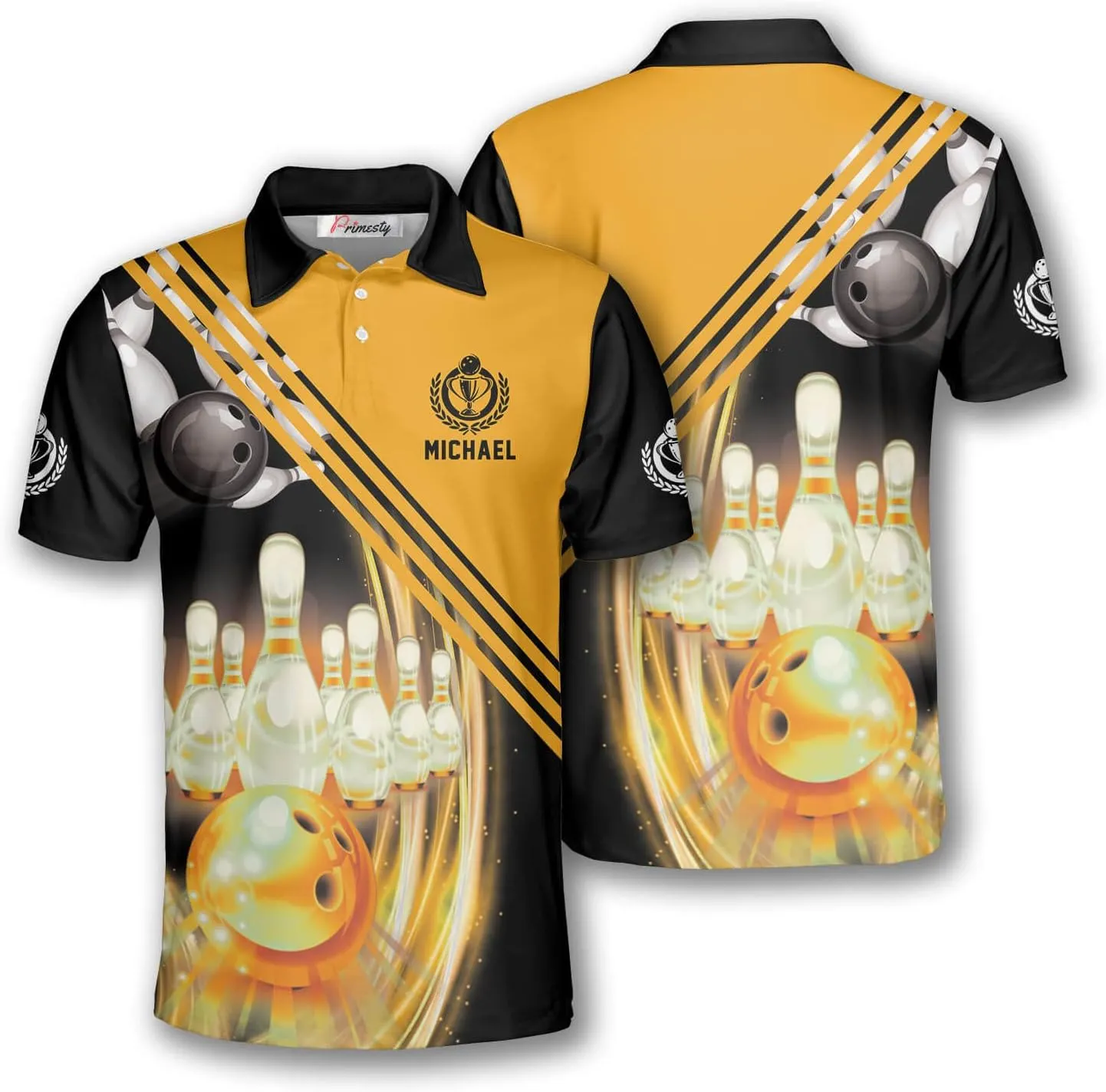 PRIMESTY Custom Bowling Shirts- Short-Sleeve Bowling Shirts for Men- Personalized Bowling Shirts Men's Polo