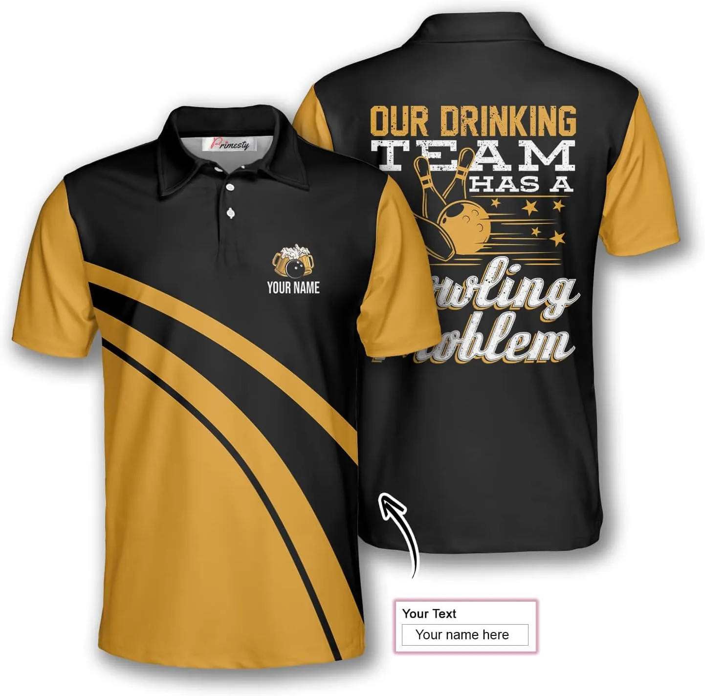 PRIMESTY Custom Bowling Shirts- Short-Sleeve Bowling Shirts for Men- Personalized Bowling Shirts Men's Polo
