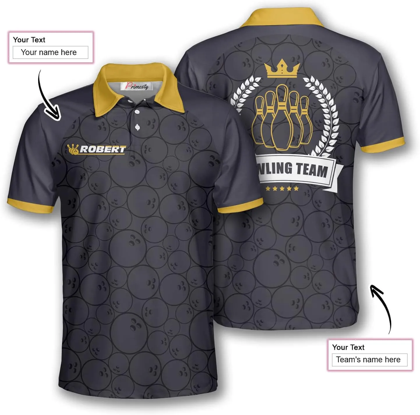 PRIMESTY Custom Bowling Shirts- Short-Sleeve Bowling Shirts for Men- Personalized Bowling Shirts Men's Polo