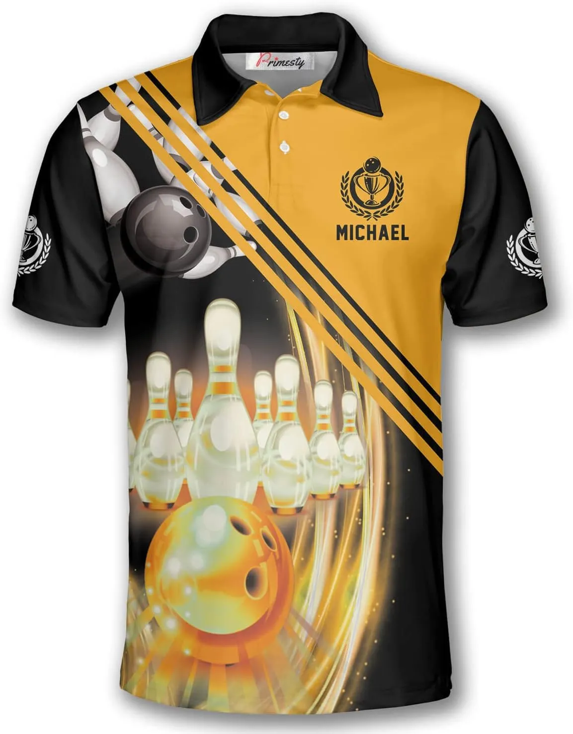 PRIMESTY Custom Bowling Shirts- Short-Sleeve Bowling Shirts for Men- Personalized Bowling Shirts Men's Polo