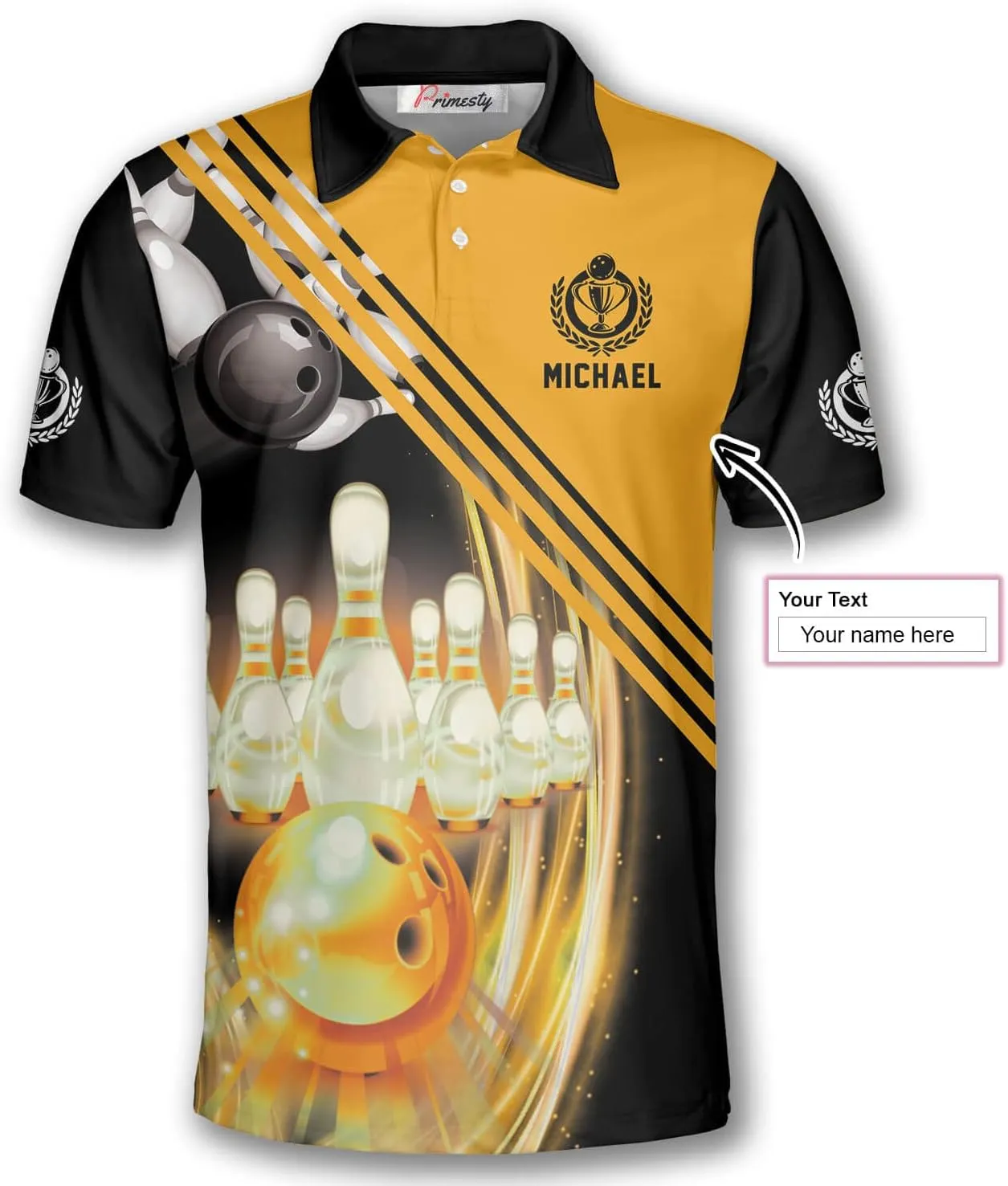 PRIMESTY Custom Bowling Shirts- Short-Sleeve Bowling Shirts for Men- Personalized Bowling Shirts Men's Polo