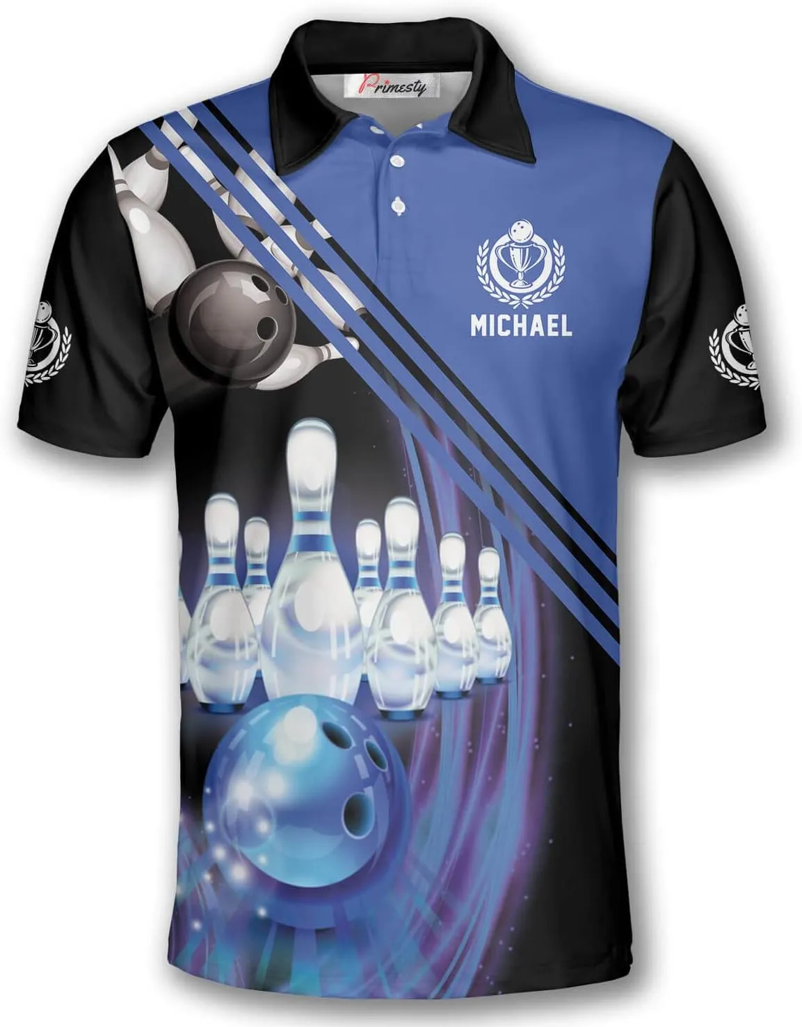 PRIMESTY Custom Bowling Shirts- Short-Sleeve Bowling Shirts for Men- Personalized Bowling Shirts Men's Polo