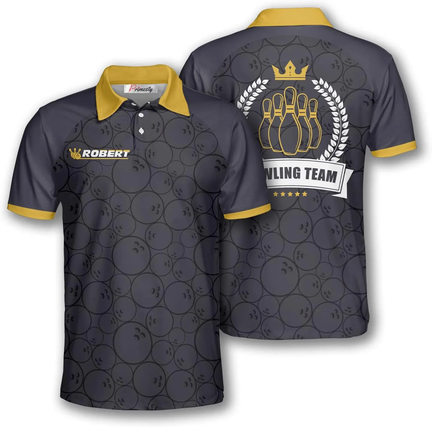 PRIMESTY Custom Bowling Shirts- Short-Sleeve Bowling Shirts for Men- Personalized Bowling Shirts Men's Polo