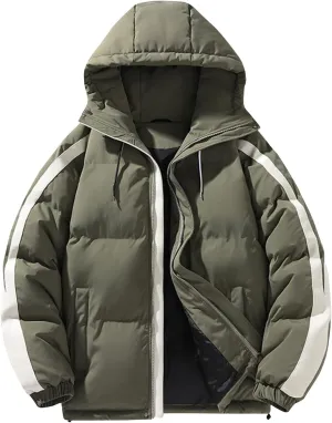 Puffer Jackets for Men 2024 Fall Winter Warm Down Coat with Hood Windproof Insulated Thermal Jacket Quilted Outerwear