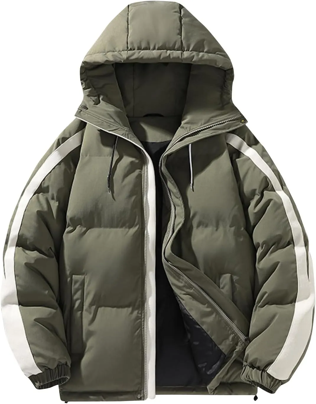 Puffer Jackets for Men 2024 Fall Winter Warm Down Coat with Hood Windproof Insulated Thermal Jacket Quilted Outerwear