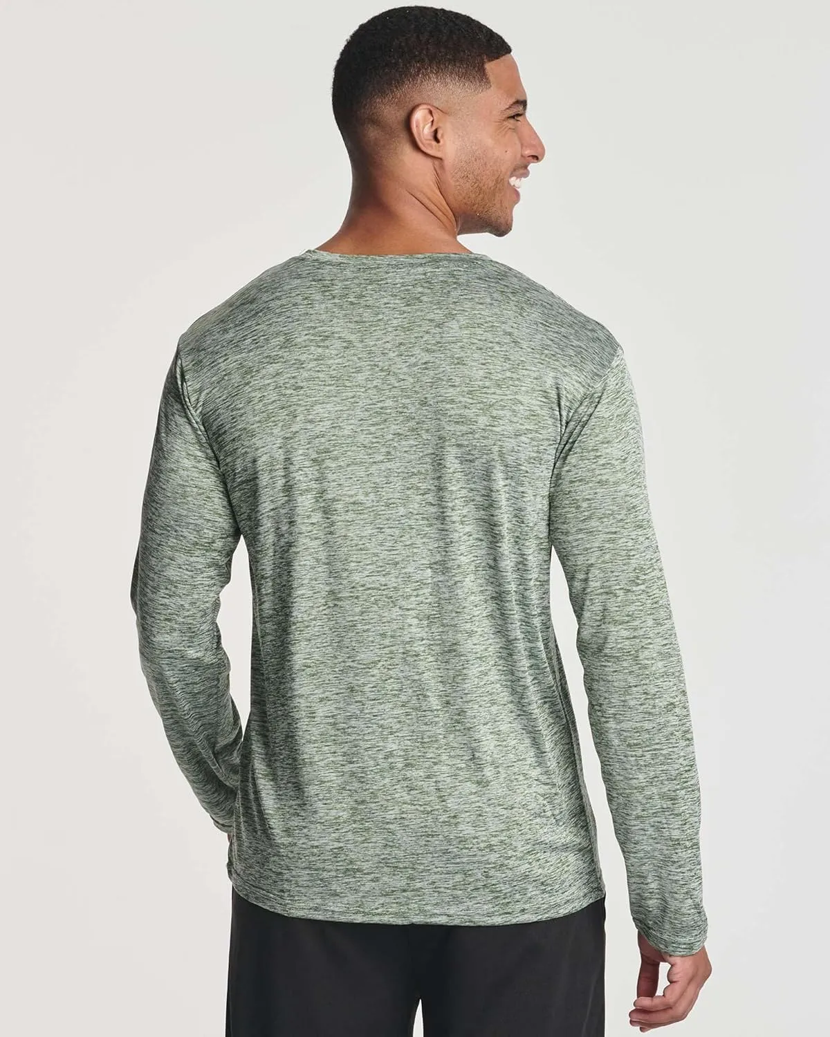 Real Essentials 4 Pack: Men's Dry-Fit Active Athletic Long Sleeve Pocket Crew T-Shirt Outdoors UPF 50 S-5XLT