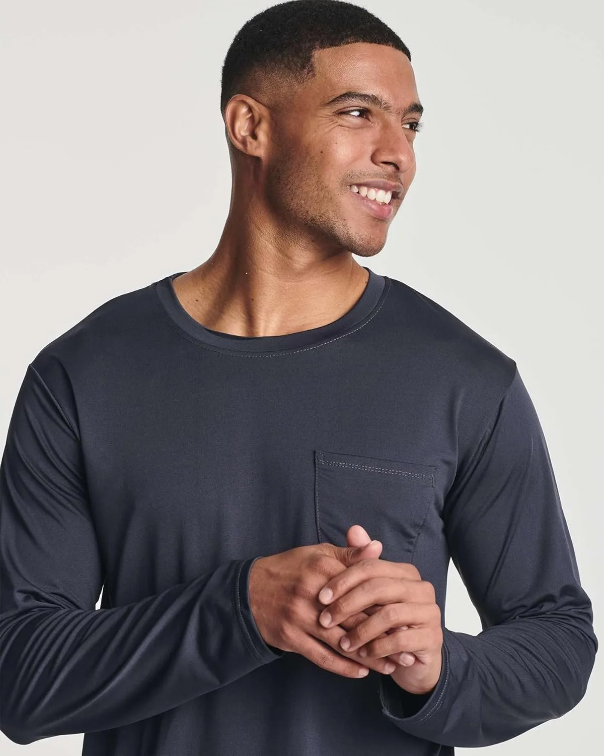Real Essentials 4 Pack: Men's Dry-Fit Active Athletic Long Sleeve Pocket Crew T-Shirt Outdoors UPF 50 S-5XLT