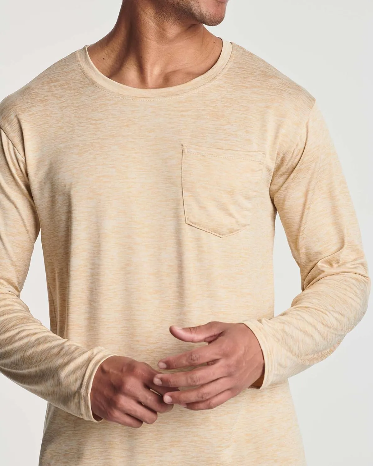 Real Essentials 4 Pack: Men's Dry-Fit Active Athletic Long Sleeve Pocket Crew T-Shirt Outdoors UPF 50 S-5XLT