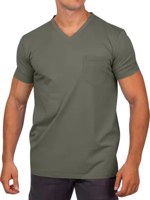 Runcati Mens Cotton V Neck T-Shirts Short Sleeve Casual Basic Summer Beach Pocket Tee Tops