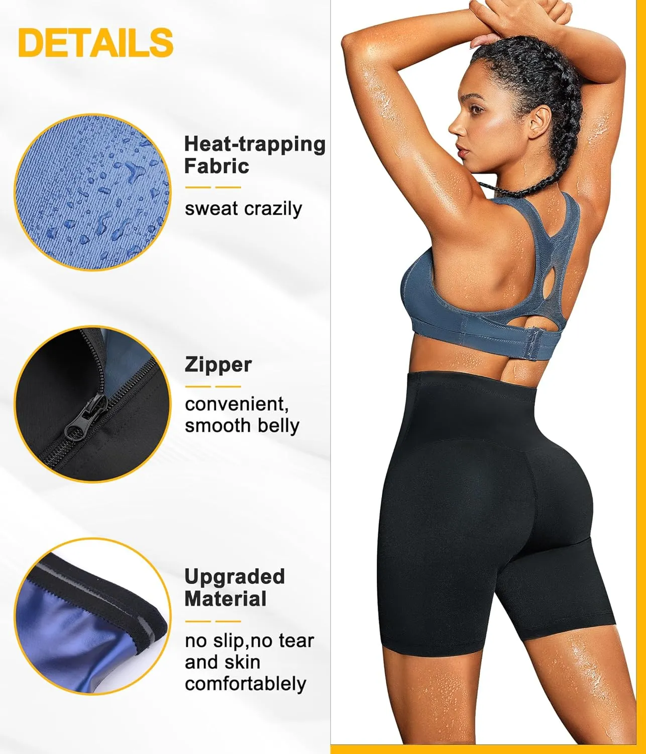SCARBORO Sauna Sweat Shorts for Women Waist Trainer Leggings Workout Suit Compression Body Shaper Band