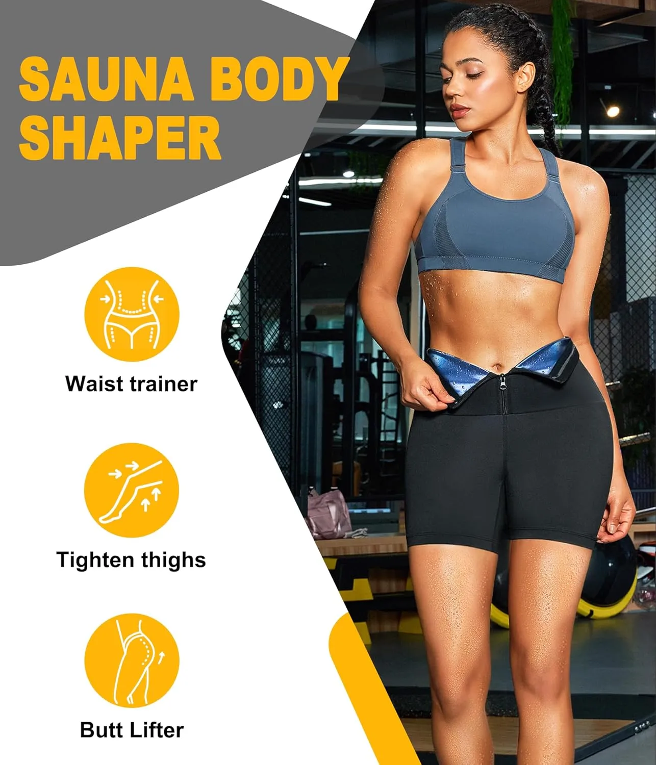 SCARBORO Sauna Sweat Shorts for Women Waist Trainer Leggings Workout Suit Compression Body Shaper Band