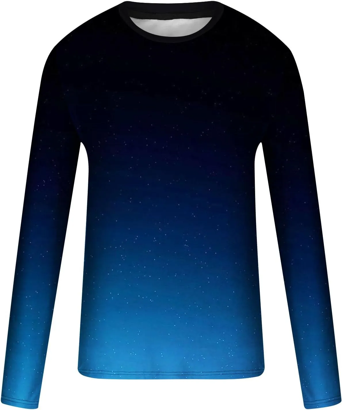 Shirts for Men Long Sleeve Casual Loose Gradient Color Print Crewneck Sweatshirt Lightweight Gym Workout Pullover Top