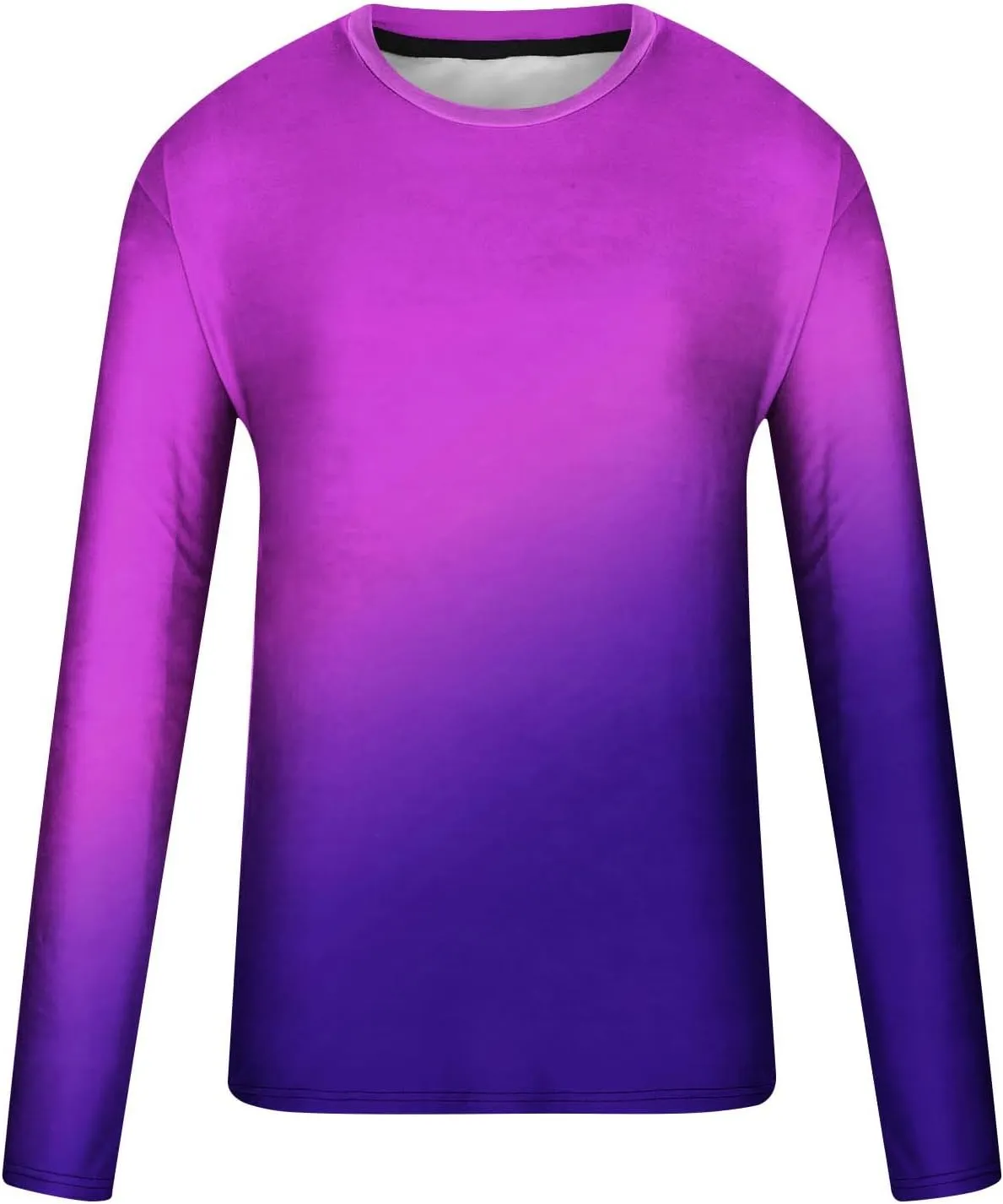Shirts for Men Long Sleeve Casual Loose Gradient Color Print Crewneck Sweatshirt Lightweight Gym Workout Pullover Top
