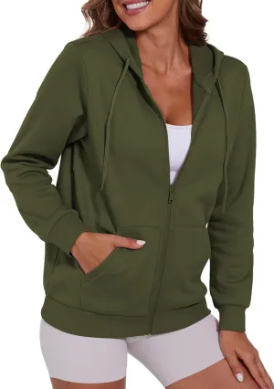 SMENG Womens Zip Up Hoodies Long Sleeve Fit Hooded Sweatshirts 2024 Casual Lightweight Jacket