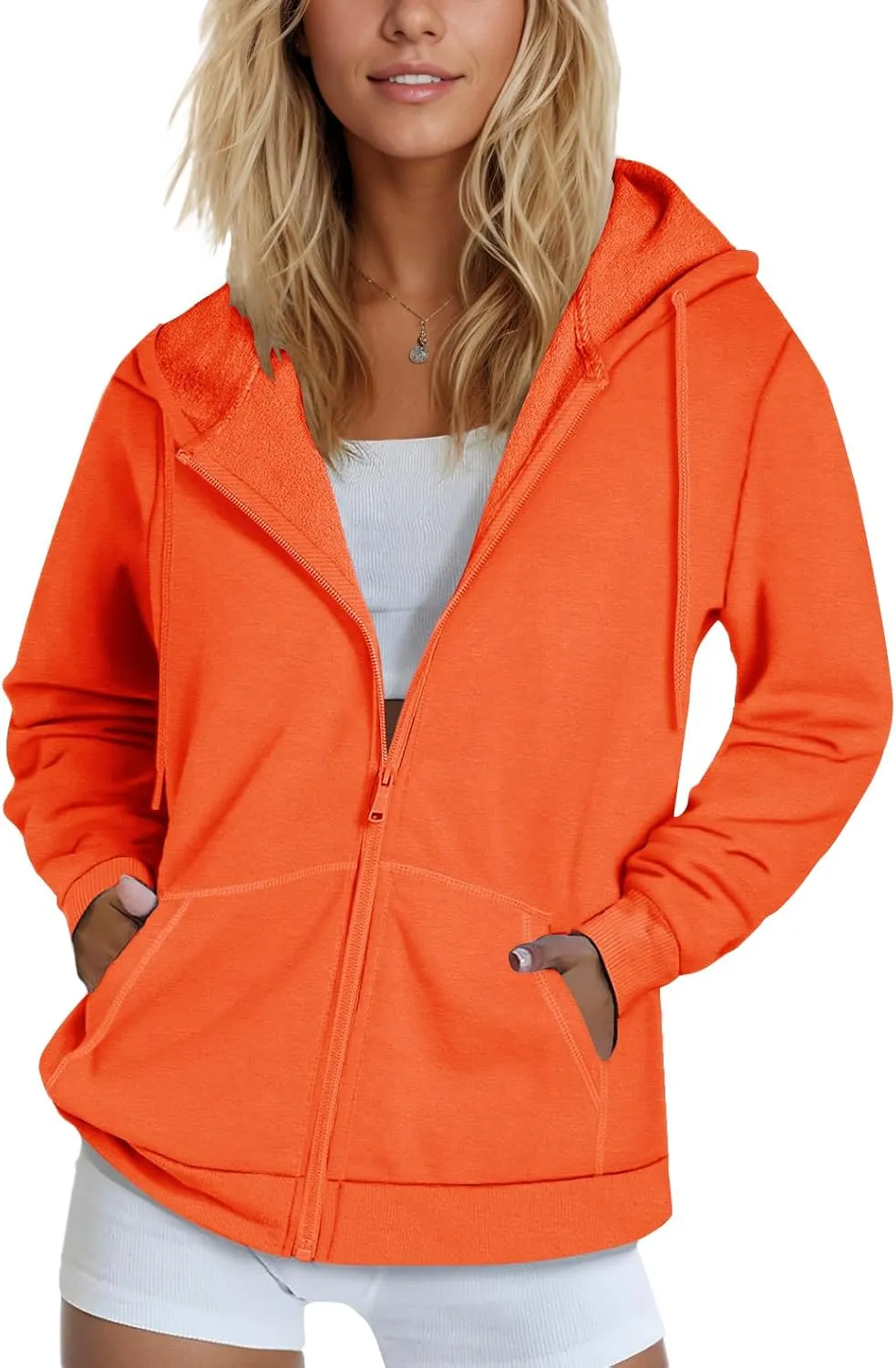 SMENG Womens Zip Up Hoodies Long Sleeve Fit Hooded Sweatshirts 2024 Casual Lightweight Jacket