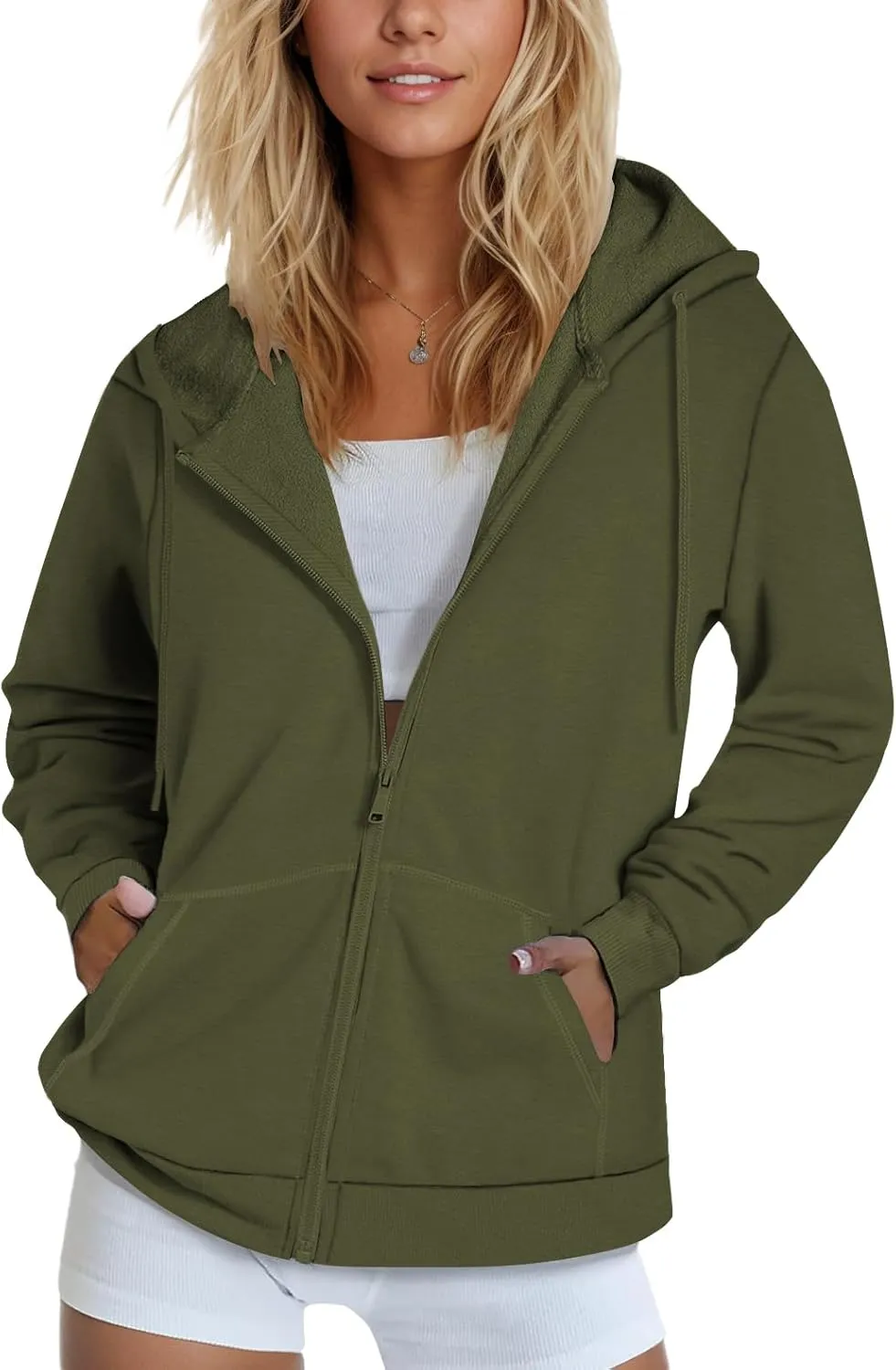 SMENG Womens Zip Up Hoodies Long Sleeve Fit Hooded Sweatshirts 2024 Casual Lightweight Jacket