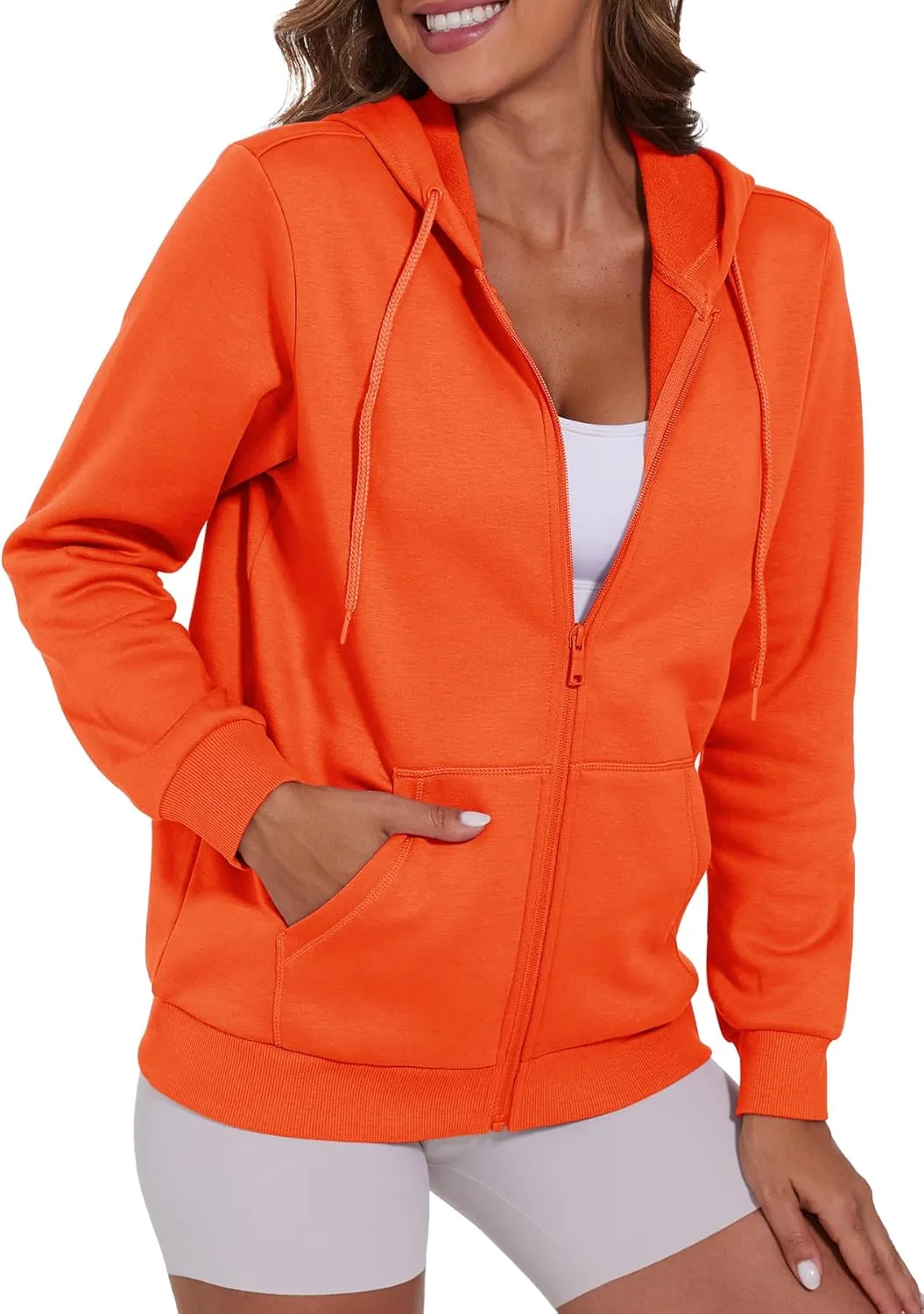 SMENG Womens Zip Up Hoodies Long Sleeve Fit Hooded Sweatshirts 2024 Casual Lightweight Jacket