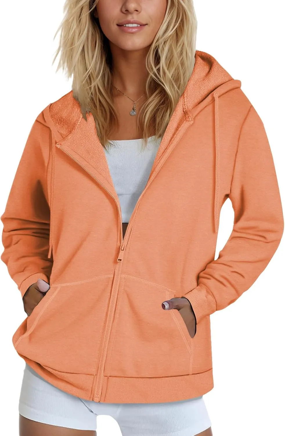 SMENG Womens Zip Up Hoodies Long Sleeve Fit Hooded Sweatshirts 2024 Casual Lightweight Jacket
