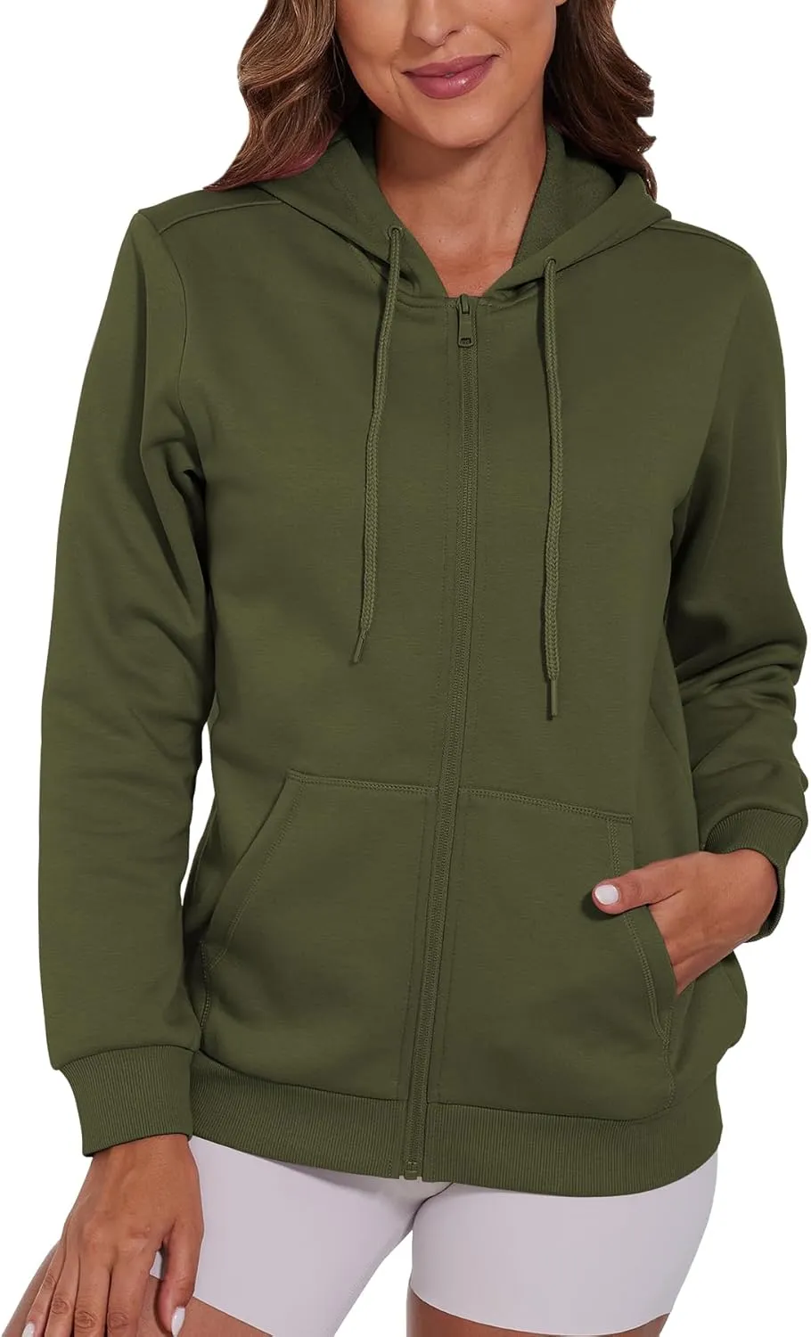 SMENG Womens Zip Up Hoodies Long Sleeve Fit Hooded Sweatshirts 2024 Casual Lightweight Jacket