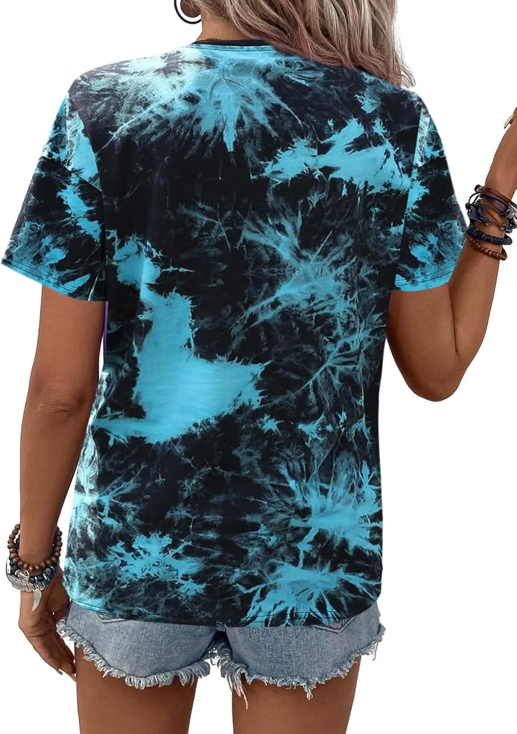 SOFIA'S CHOICE Tie Dye Shirt Women Short Sleeve Tee Shirt Crew Neck Casual Summer Tops