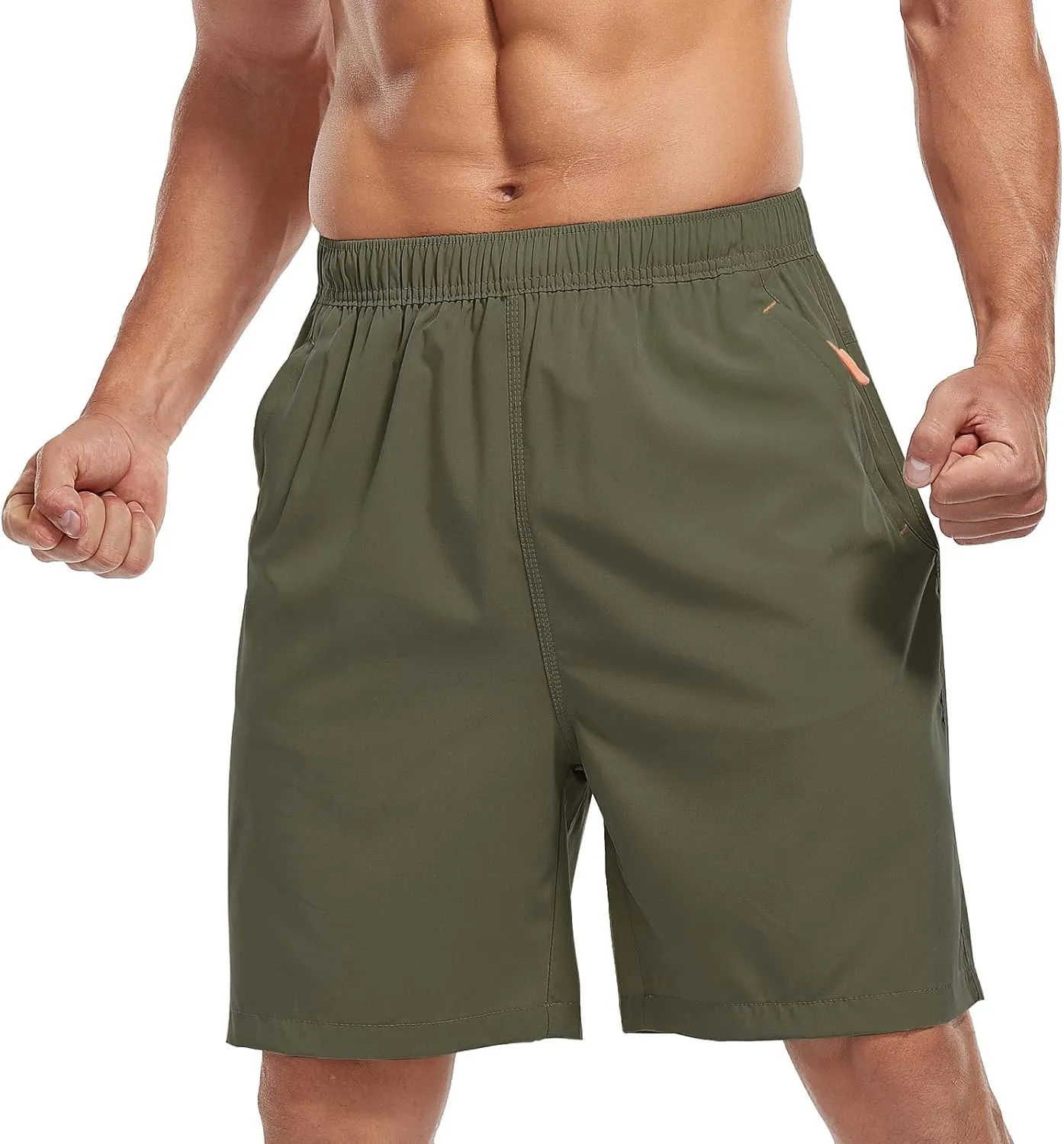 SPOSULEI Men's Athletic Hiking Shorts Water Resistant Quick-Dry Lightweight Outdoor Sweat Shorts with Zipper Pockets