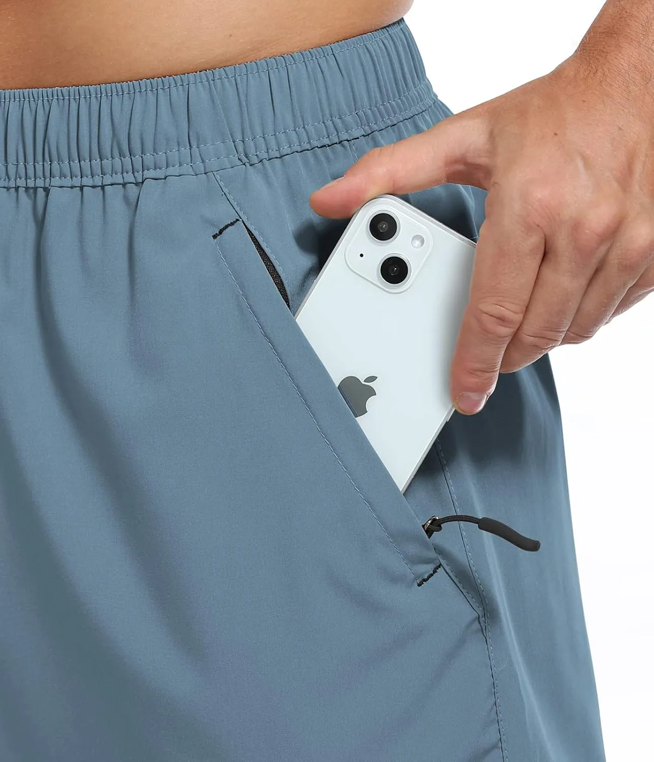 SPOSULEI Men's Athletic Hiking Shorts Water Resistant Quick-Dry Lightweight Outdoor Sweat Shorts with Zipper Pockets