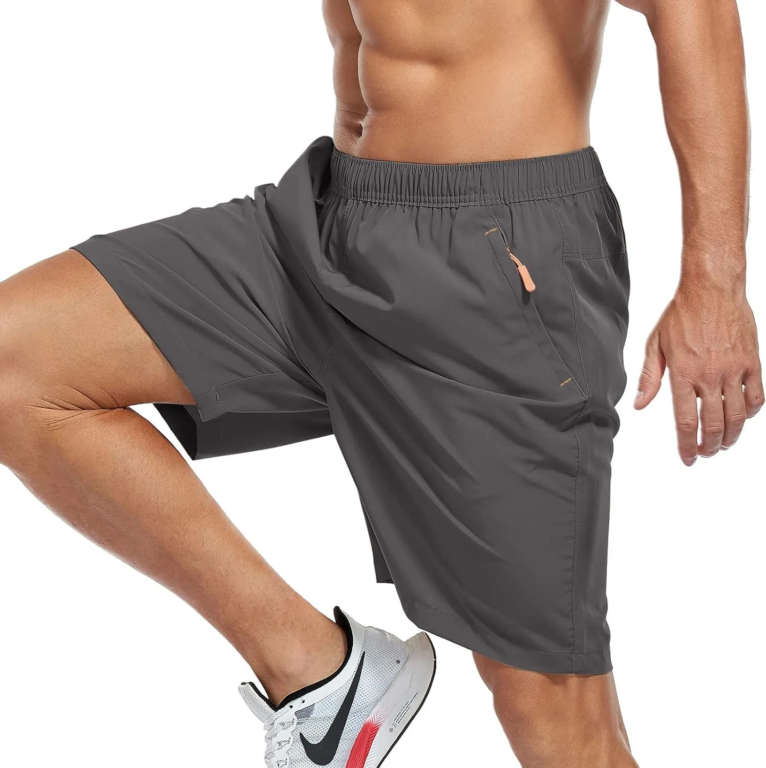 SPOSULEI Men's Athletic Hiking Shorts Water Resistant Quick-Dry Lightweight Outdoor Sweat Shorts with Zipper Pockets