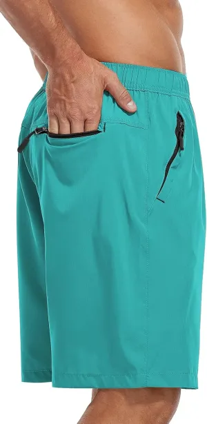 SPOSULEI Men's Athletic Hiking Shorts Water Resistant Quick-Dry Lightweight Outdoor Sweat Shorts with Zipper Pockets