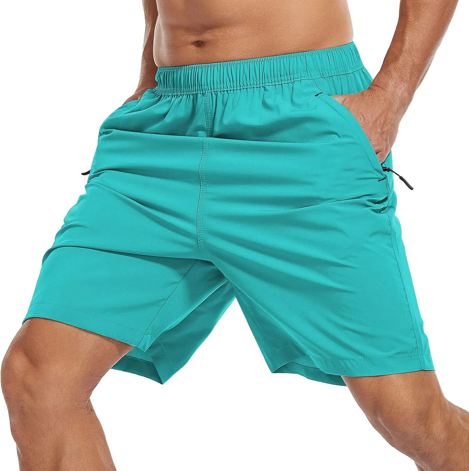 SPOSULEI Men's Athletic Hiking Shorts Water Resistant Quick-Dry Lightweight Outdoor Sweat Shorts with Zipper Pockets