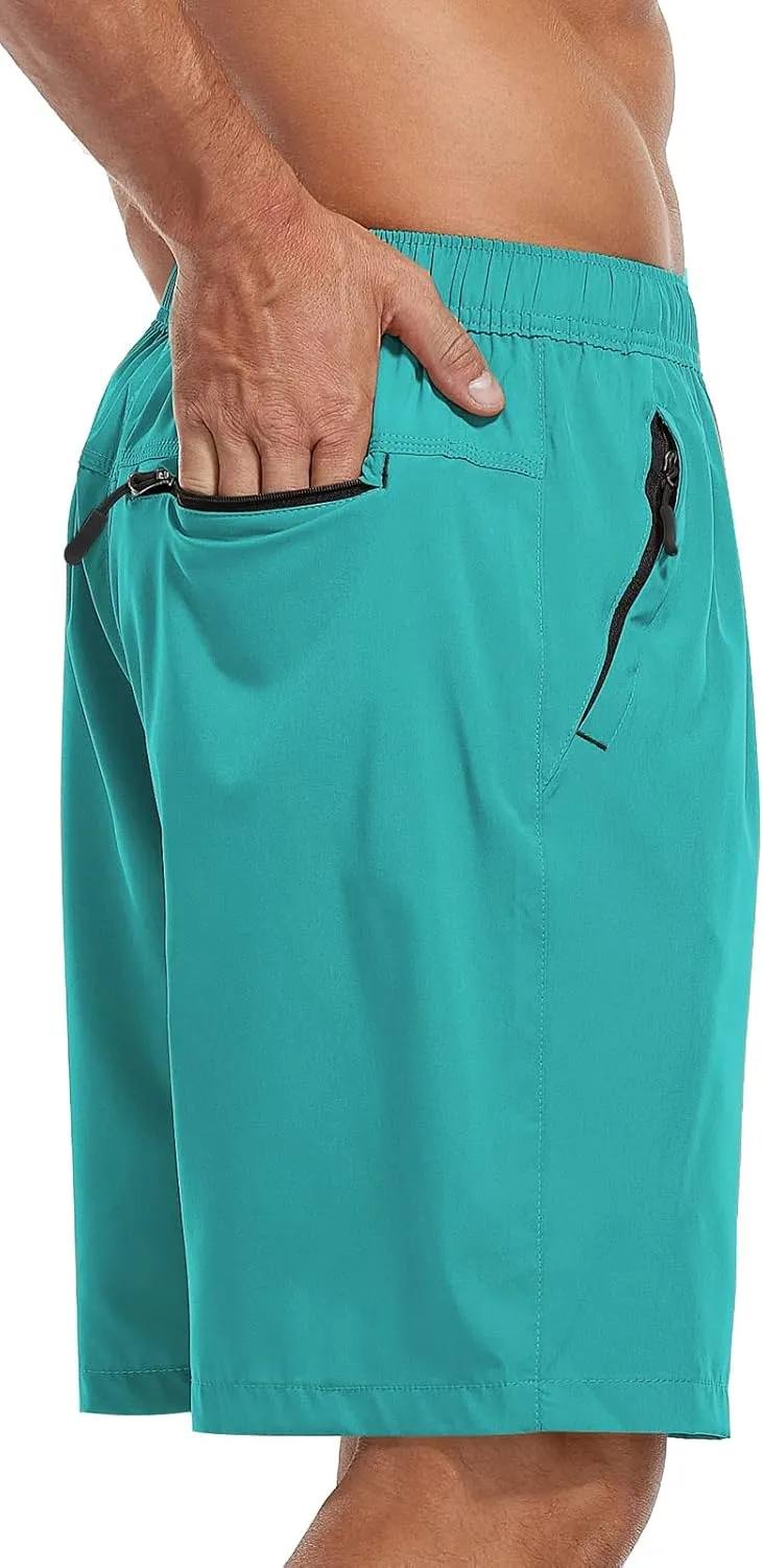 SPOSULEI Men's Athletic Hiking Shorts Water Resistant Quick-Dry Lightweight Outdoor Sweat Shorts with Zipper Pockets