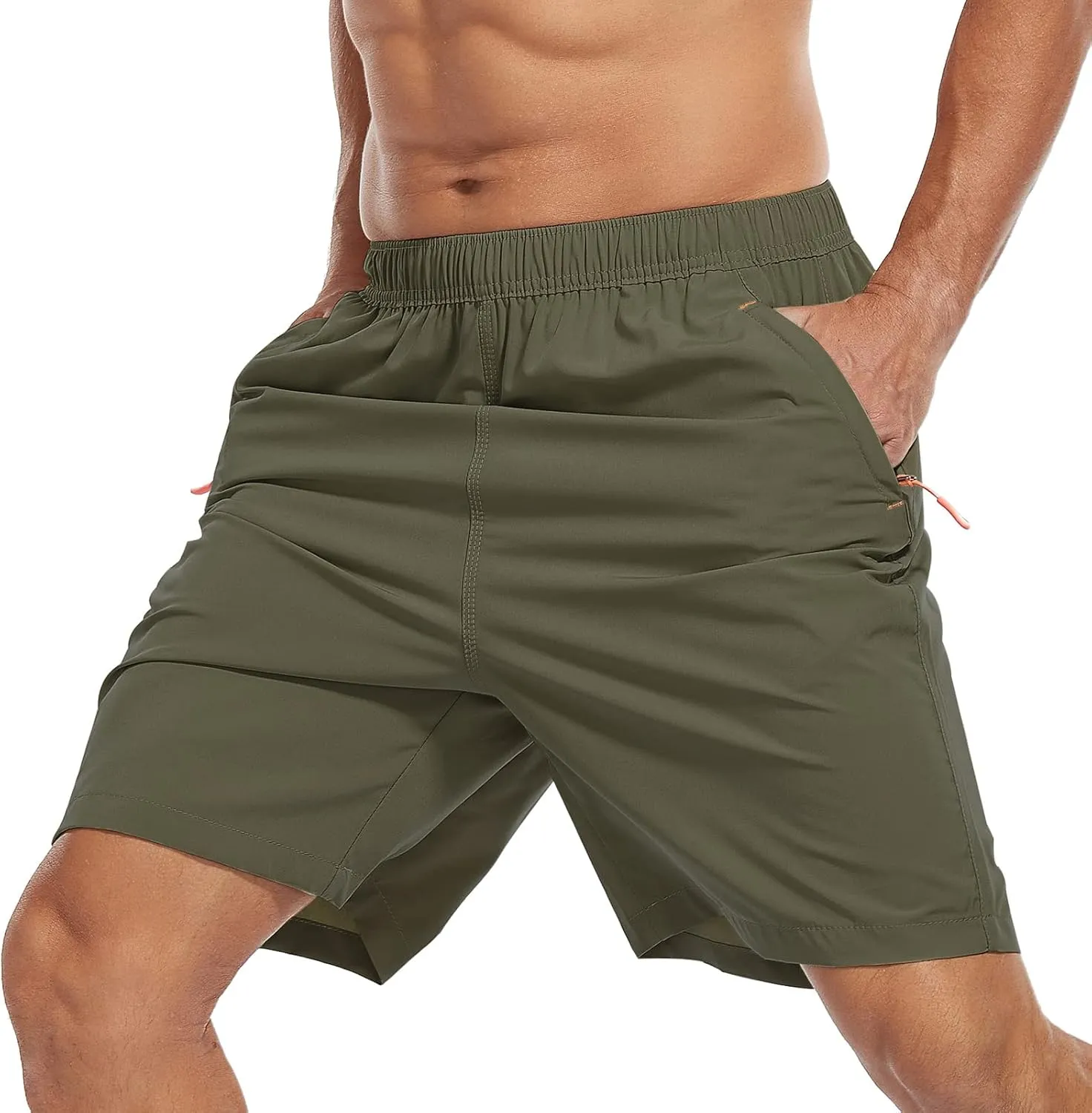 SPOSULEI Men's Athletic Hiking Shorts Water Resistant Quick-Dry Lightweight Outdoor Sweat Shorts with Zipper Pockets