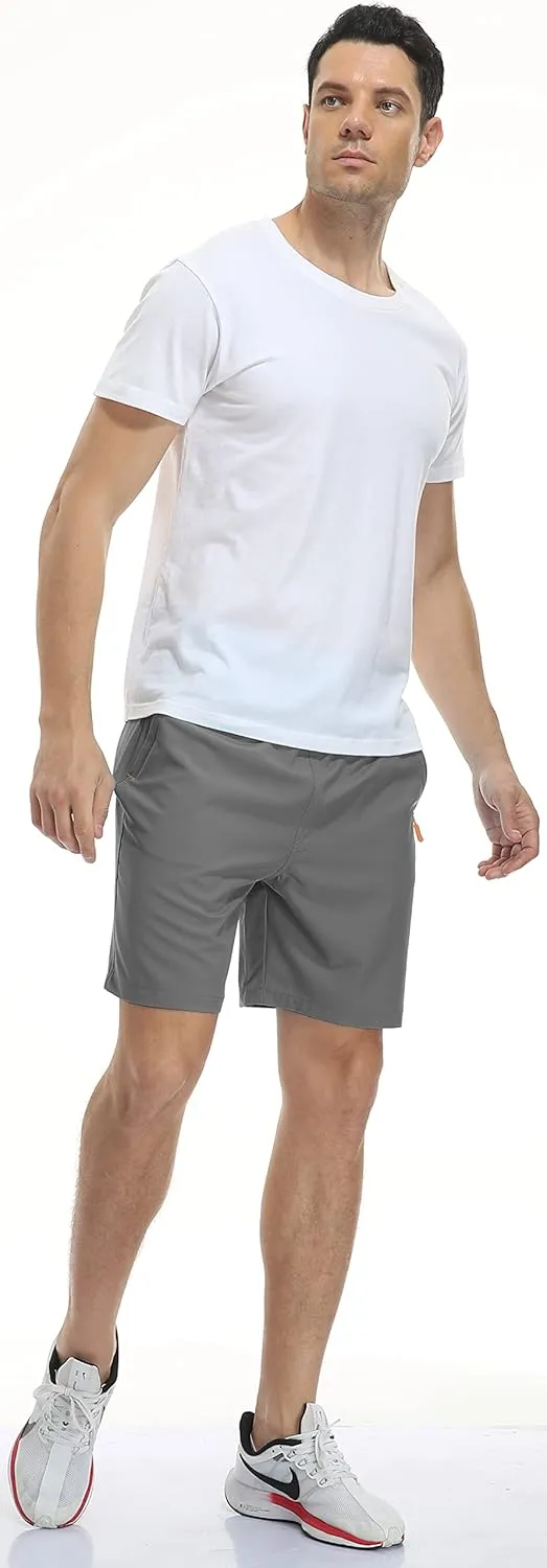 SPOSULEI Men's Athletic Hiking Shorts Water Resistant Quick-Dry Lightweight Outdoor Sweat Shorts with Zipper Pockets