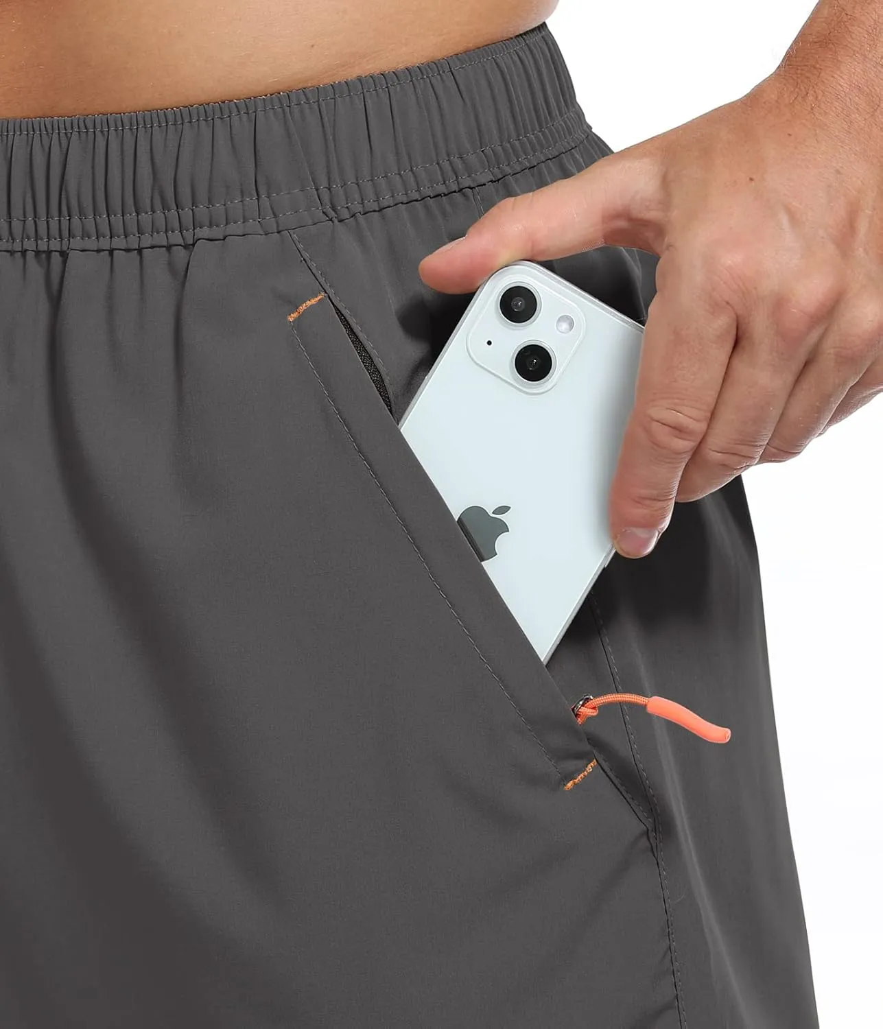SPOSULEI Men's Athletic Hiking Shorts Water Resistant Quick-Dry Lightweight Outdoor Sweat Shorts with Zipper Pockets